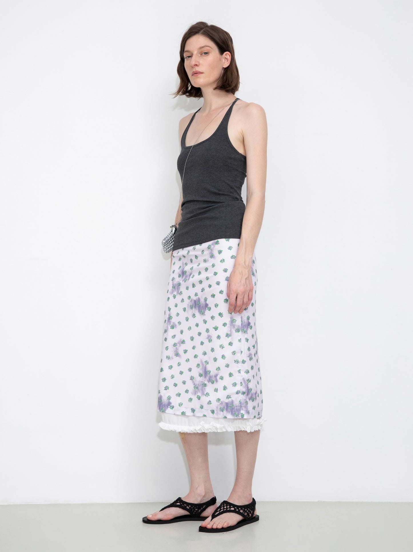 Lace Patchwork Floral Printed Skirt
