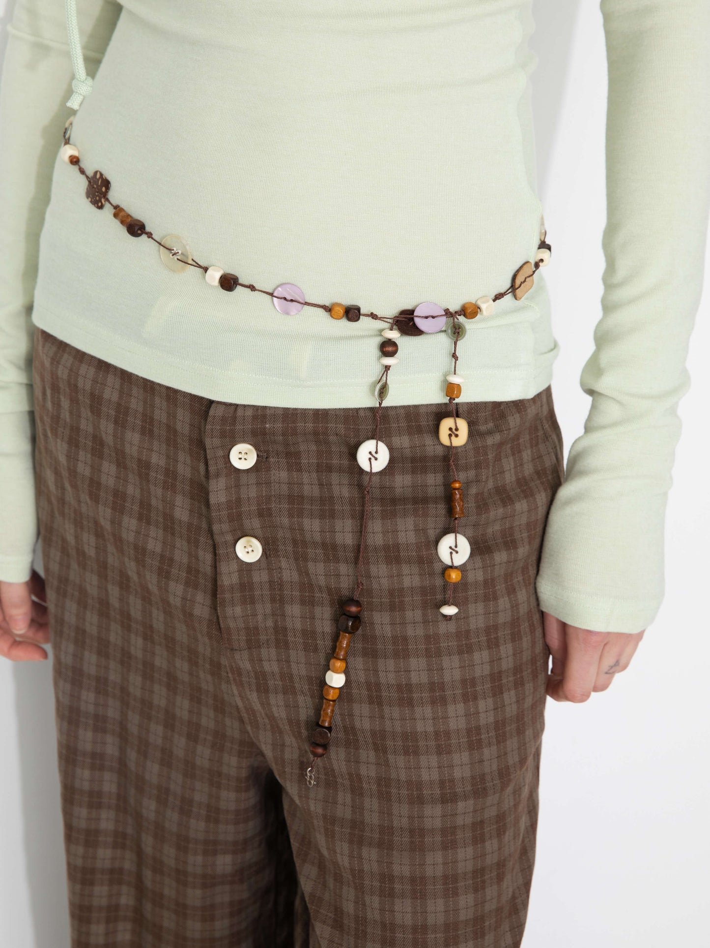 Drawstring Checkered Wide-Leg Casual Pants