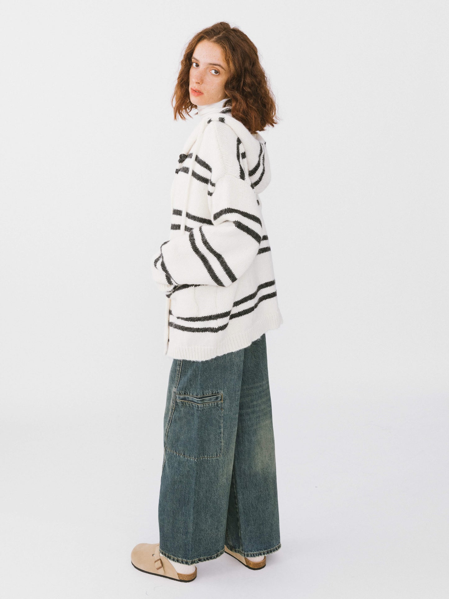 Striped Hooded Cardigan
