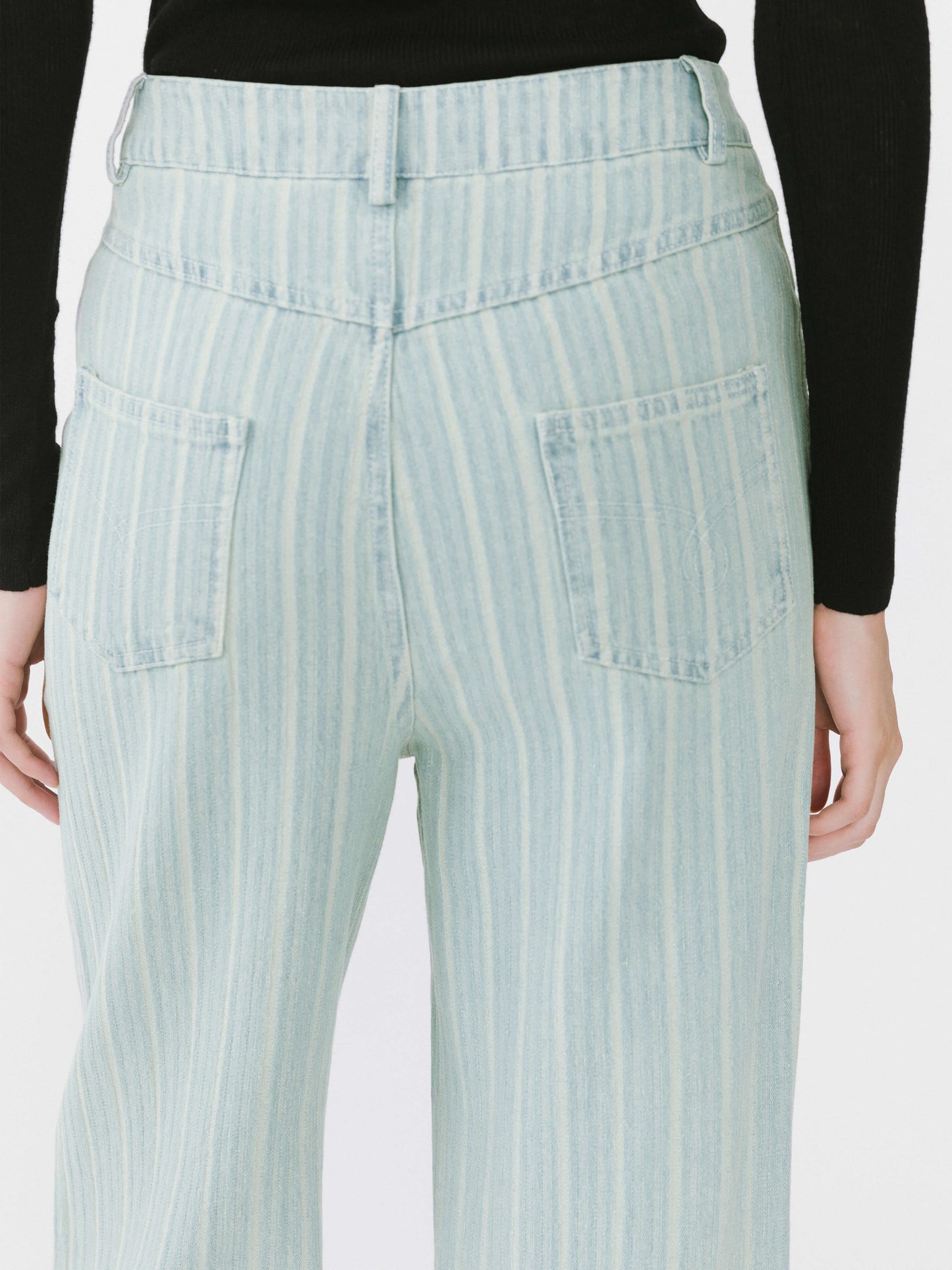 Pinstriped Wide Leg Cropped Jeans
