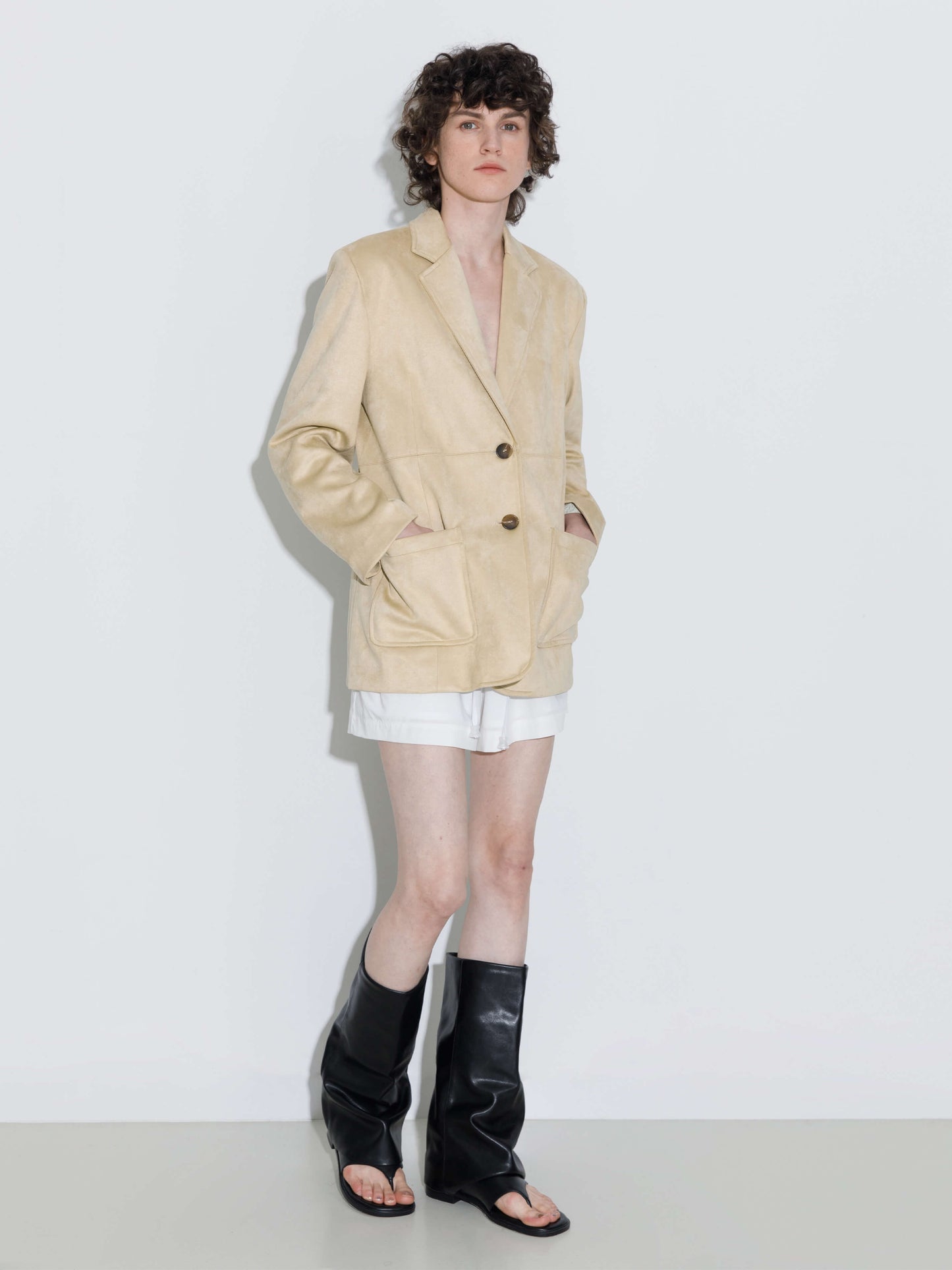 ONE BY CUBIC Silky Tailored Suede Jacket