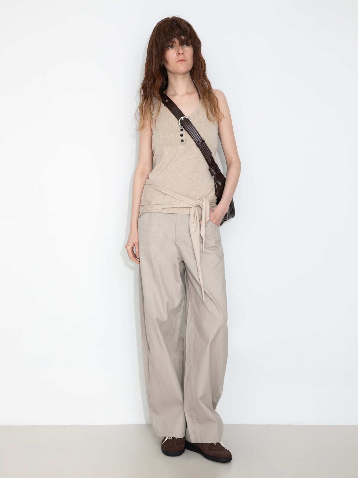100% Cotton Draped Oversized Wide-Leg Casual Pants