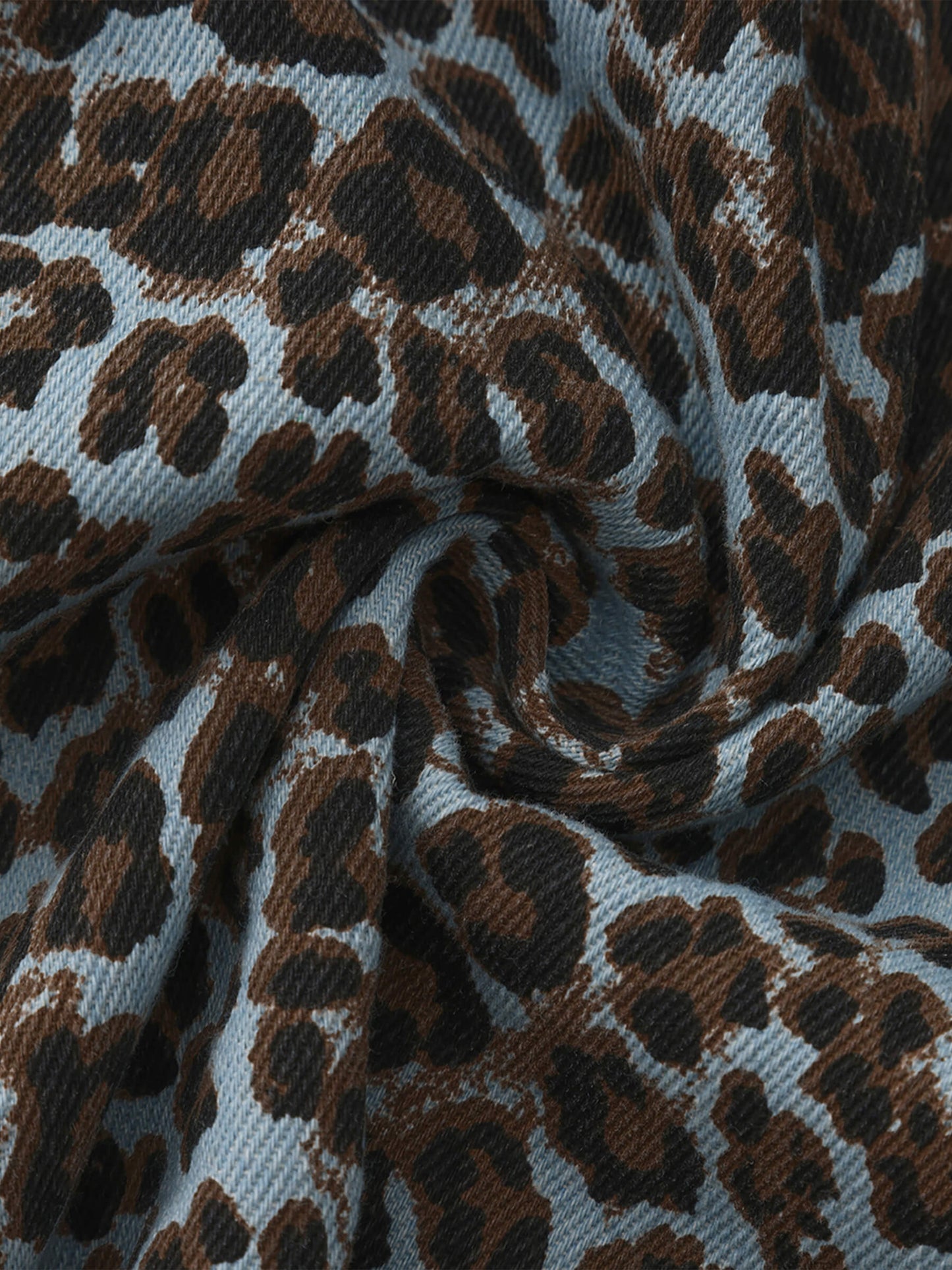 Leopard Print Pleated A-Line Skirt with Belt