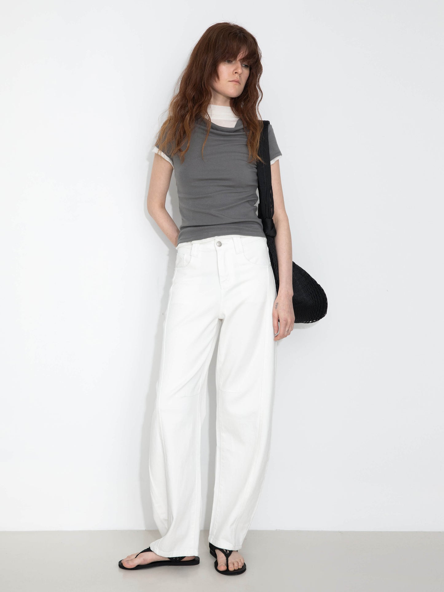 C BY CUBIC Draped Neck Short-Sleeve T-Shirt