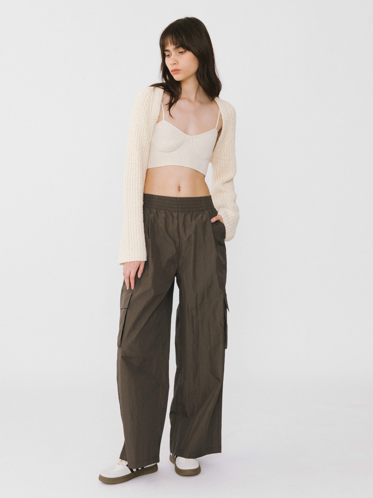 Elasticated Wide Leg Cargo Trousers