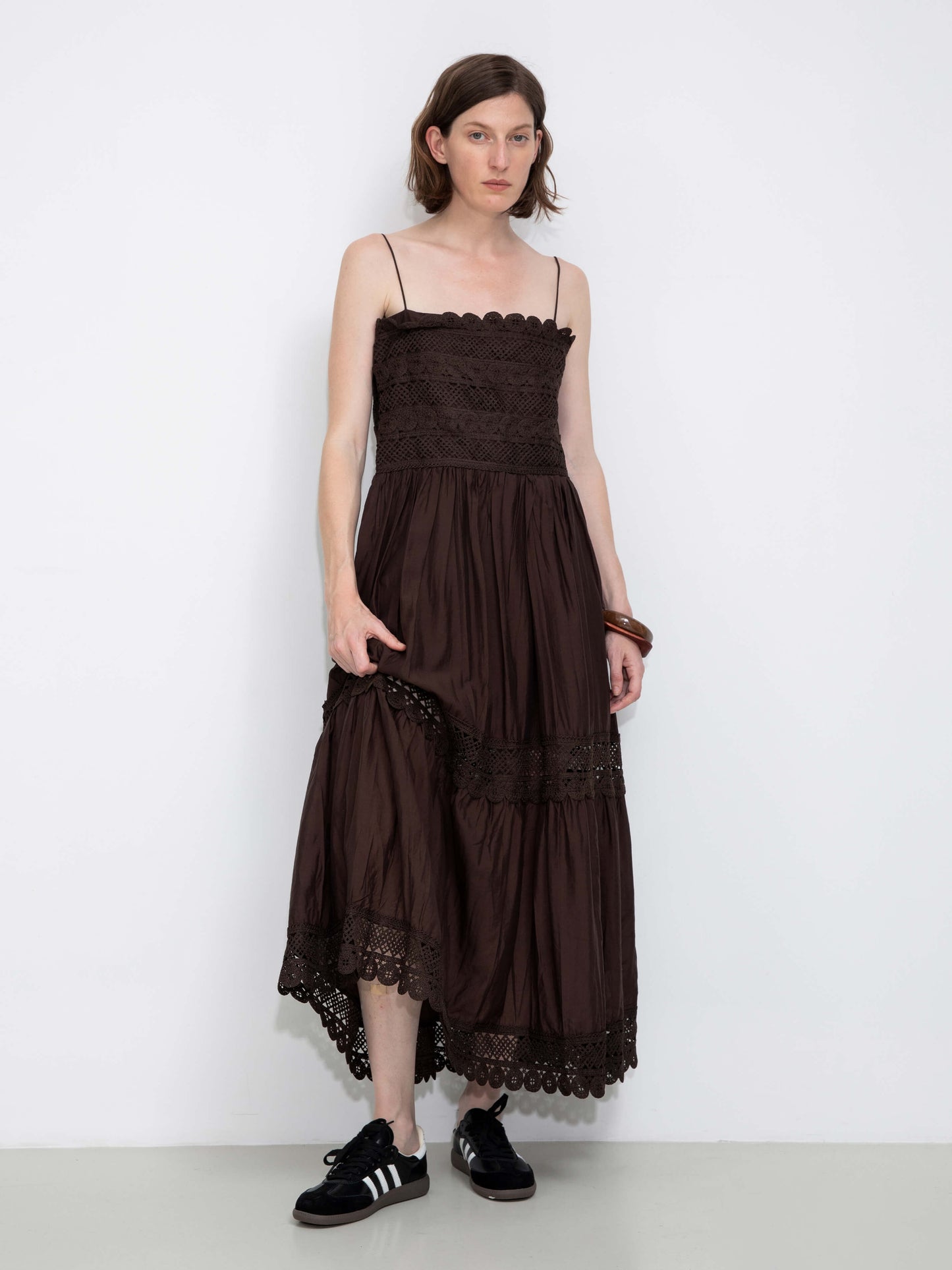 Crochet Lace Panelled Maxi Cami Dress