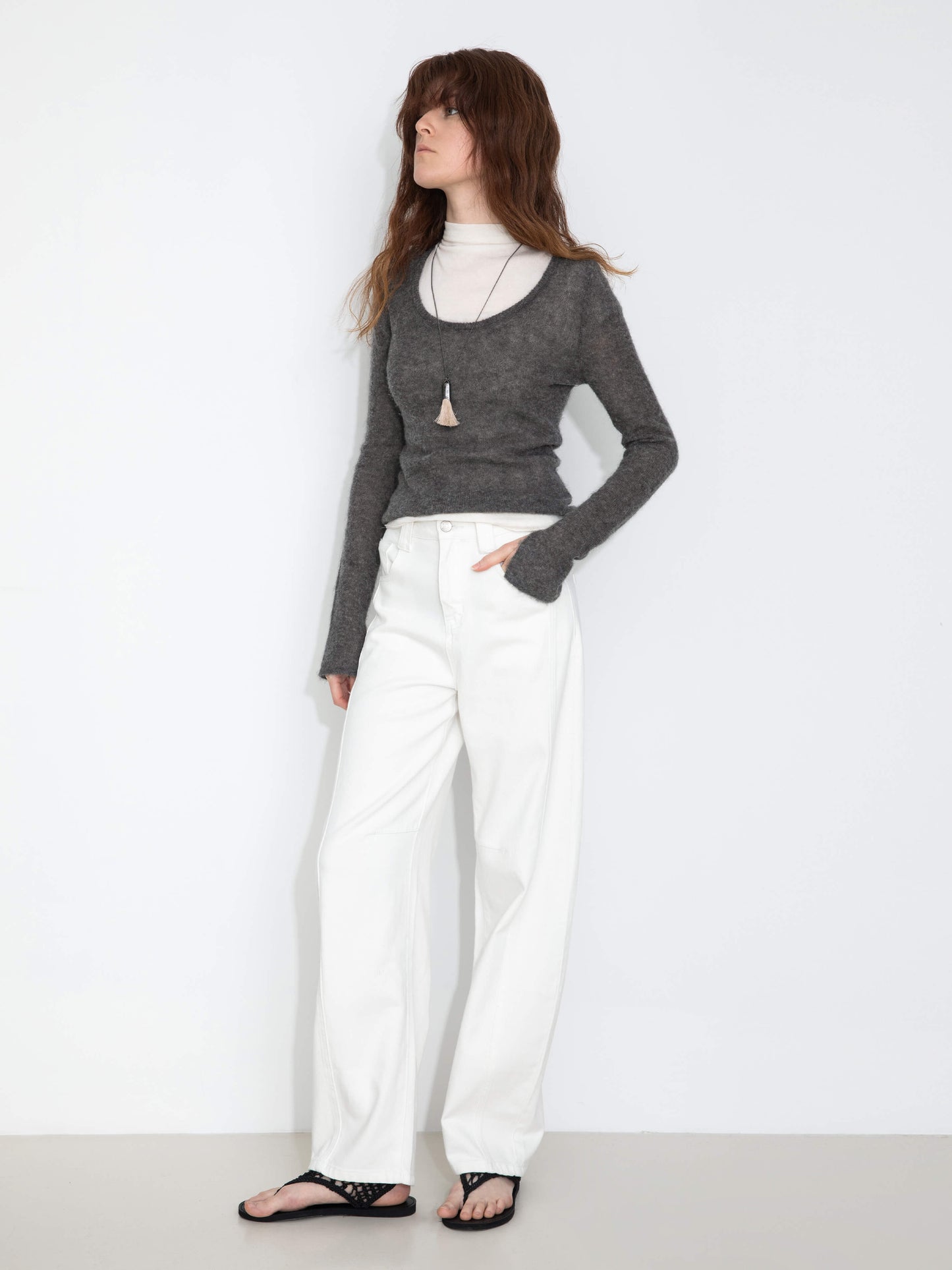 Crew Neck Slim-Fit Knitted Top