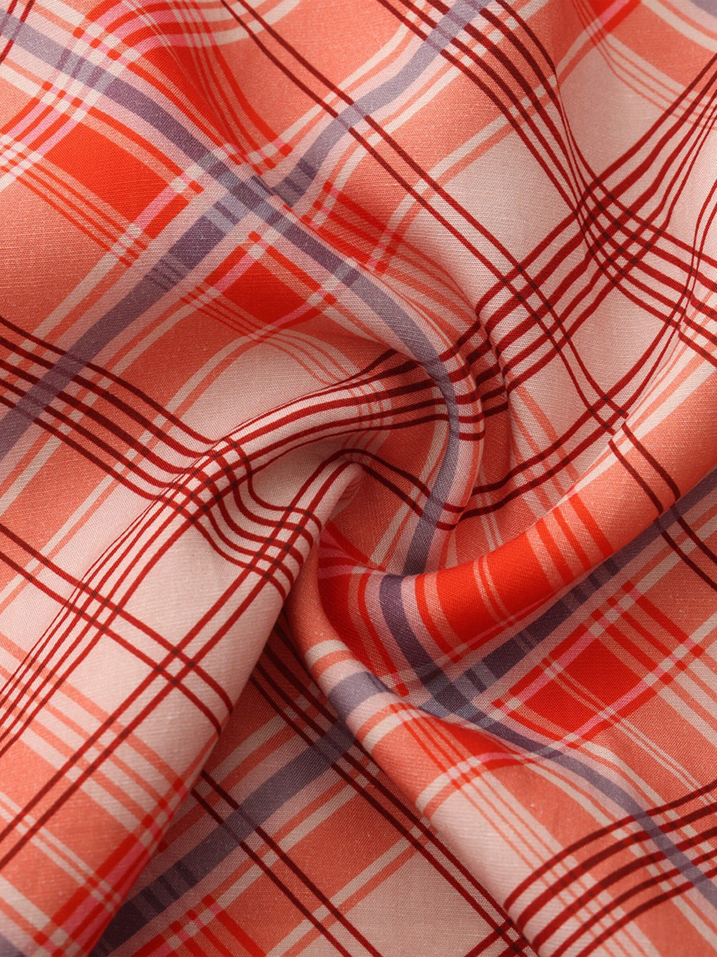 Red Check Print Square Neck Dress
