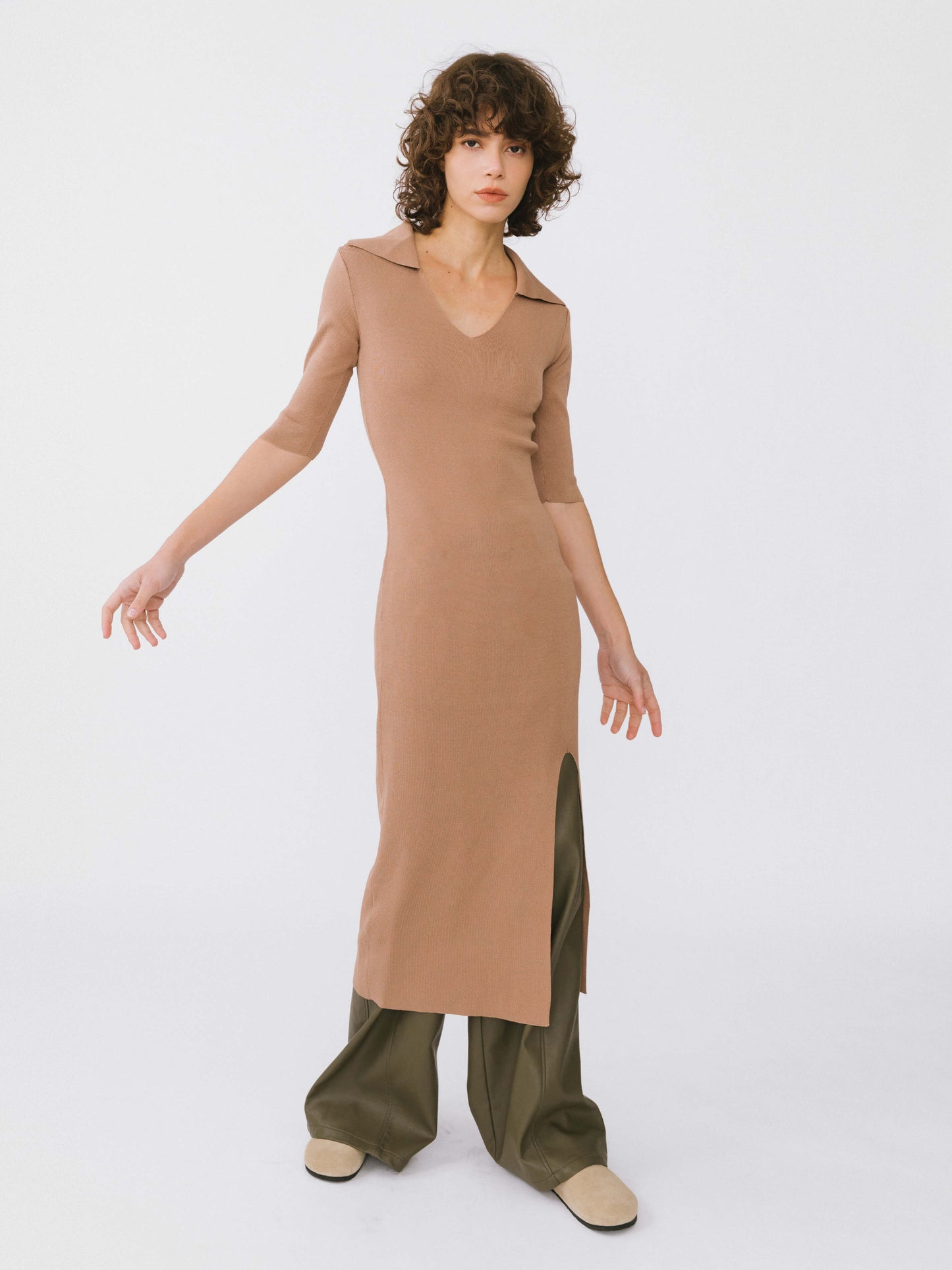 3/4 Sleeve Slitted Dress