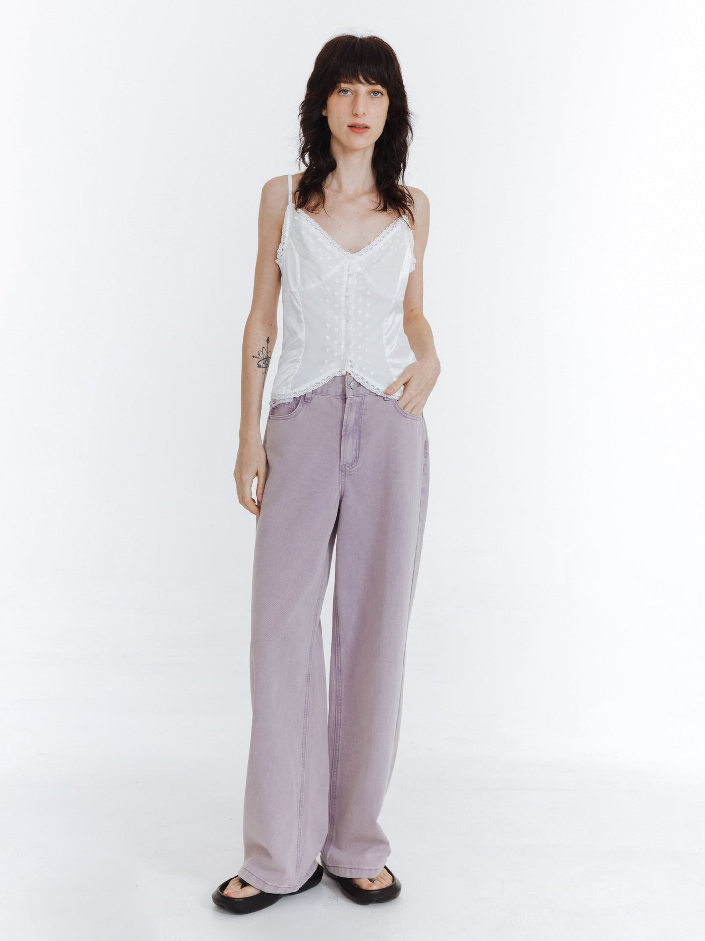 High Waist Loose Straight Washed Jeans