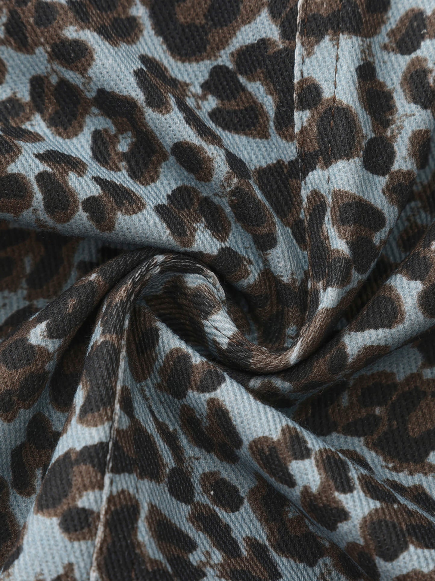 100% Cotton Leopard Print Color-Block Retro Casual Jacket