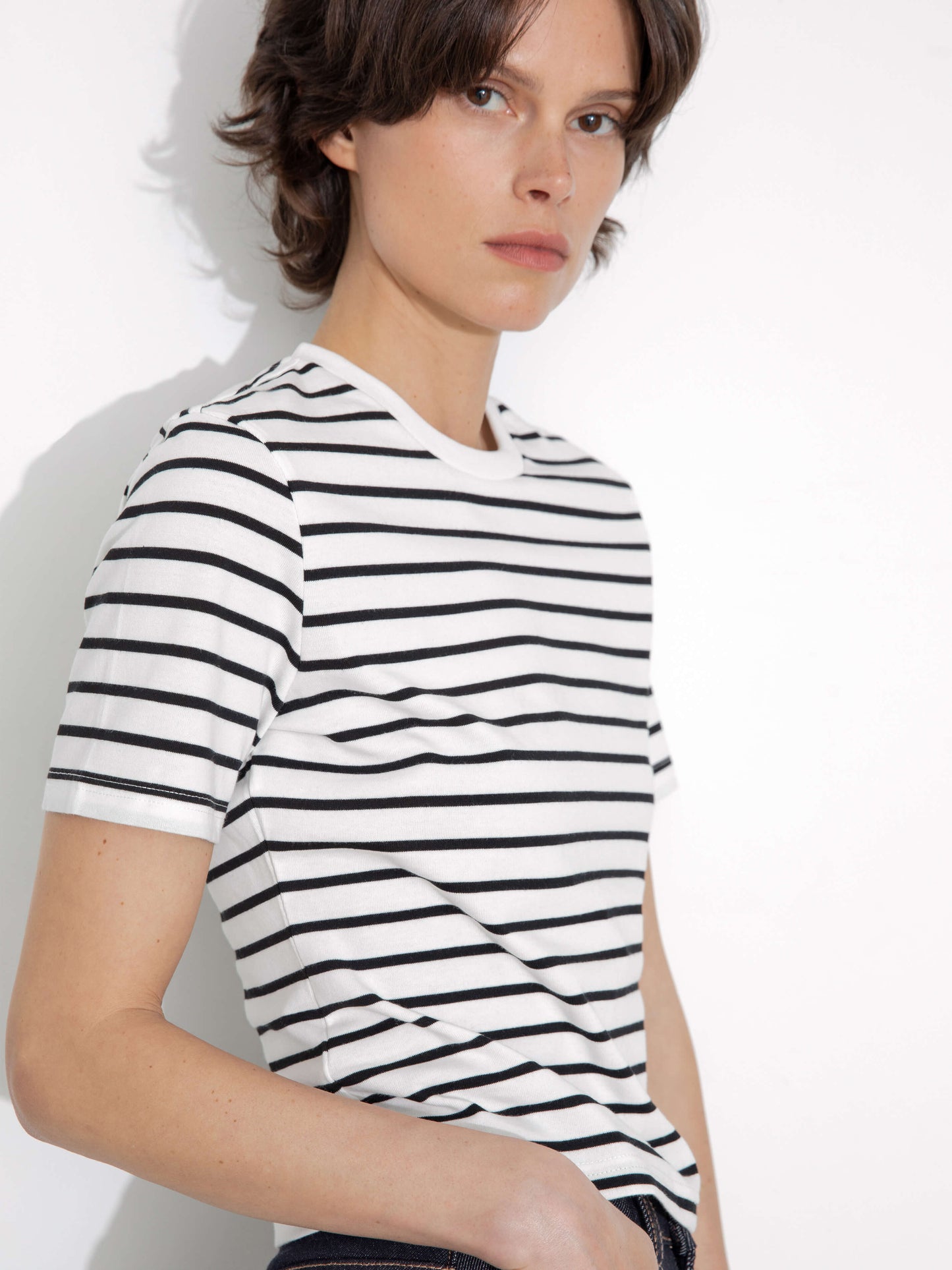 C by CUBIC Striped Basic Cotton T-Shirt