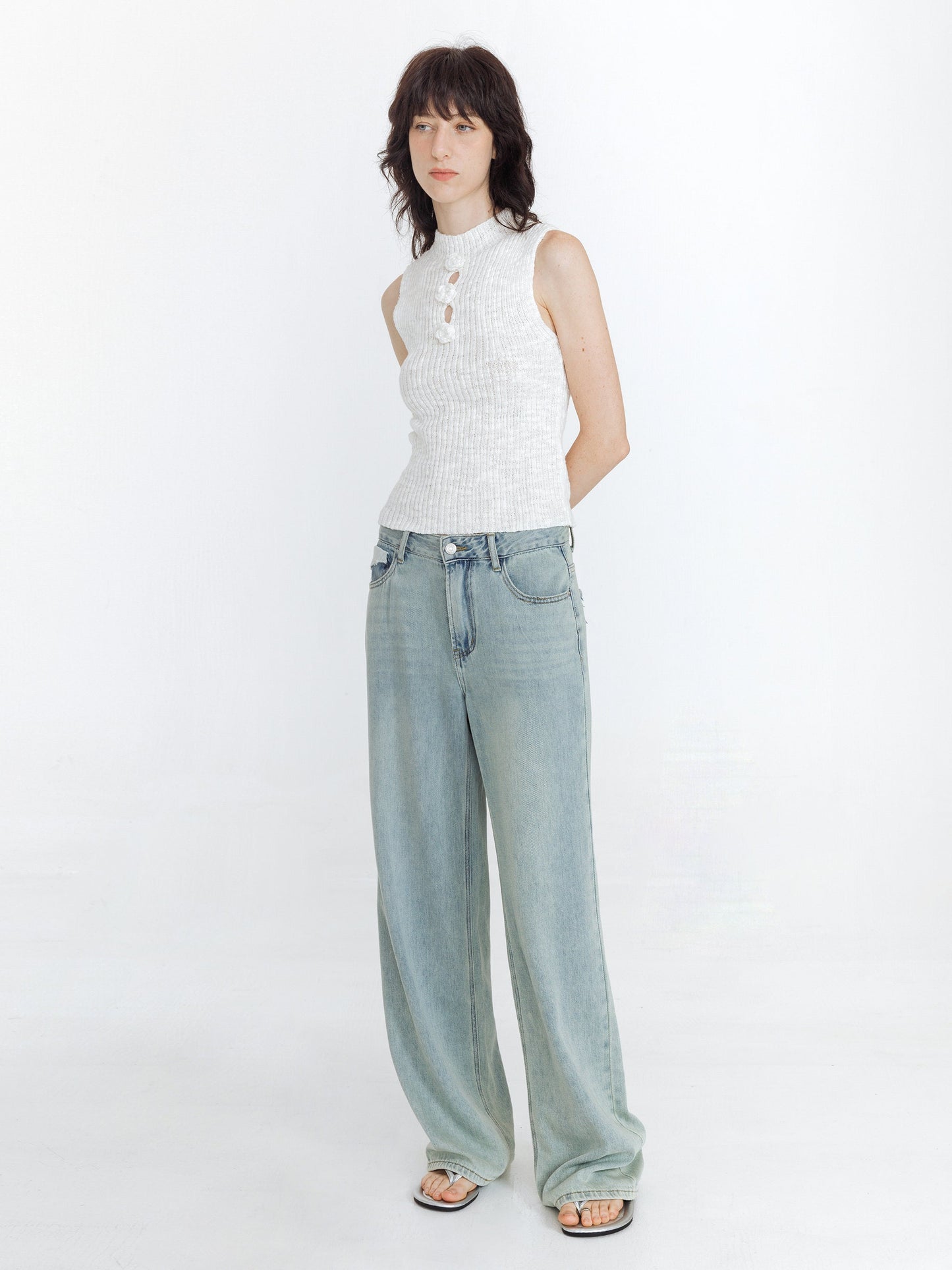 Flower 3D Sleeveless Knit Top