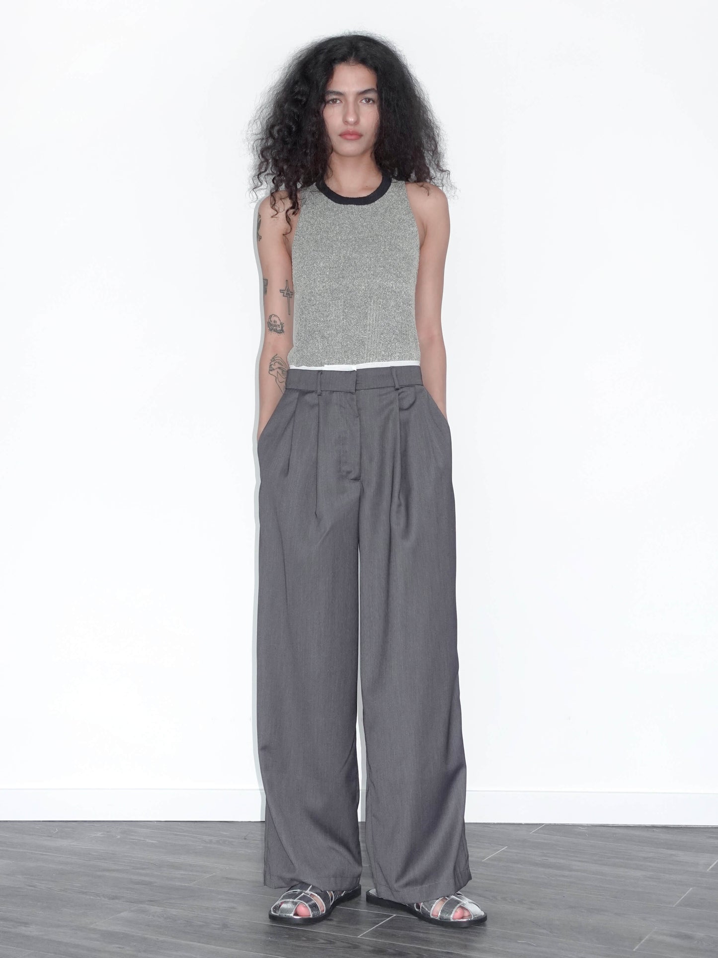 Slim Wide Leg Straight Casual Trousers