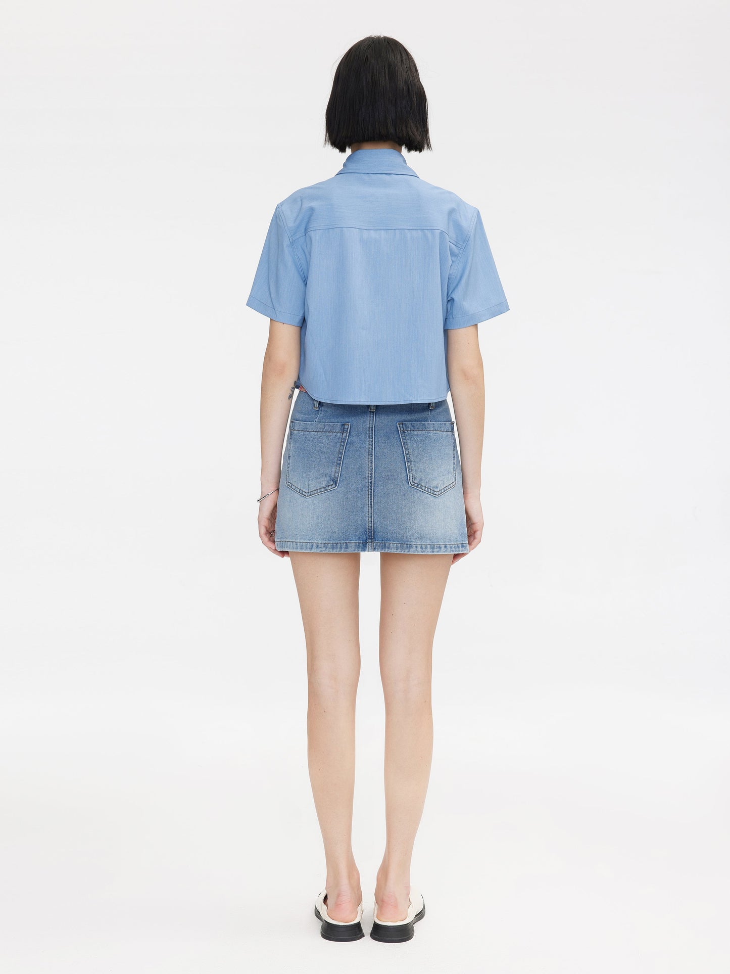 Light Blue Cropped Shirt