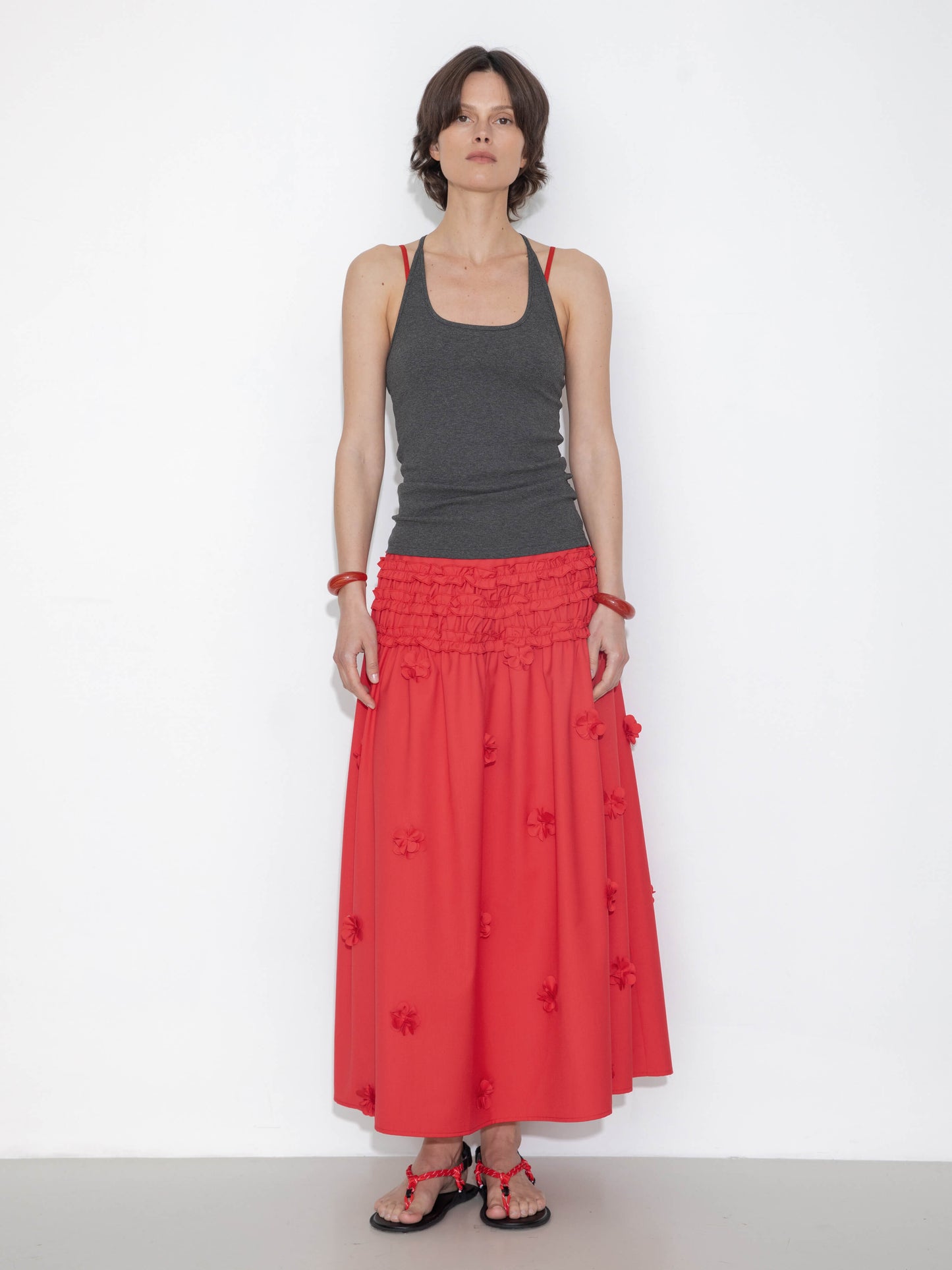 3D Floral Maxi Skirt