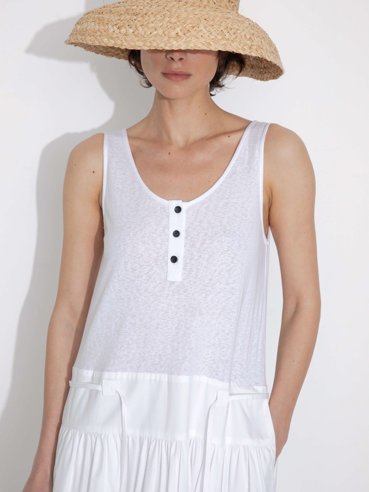 Panelled Henley Neck Vest Dress