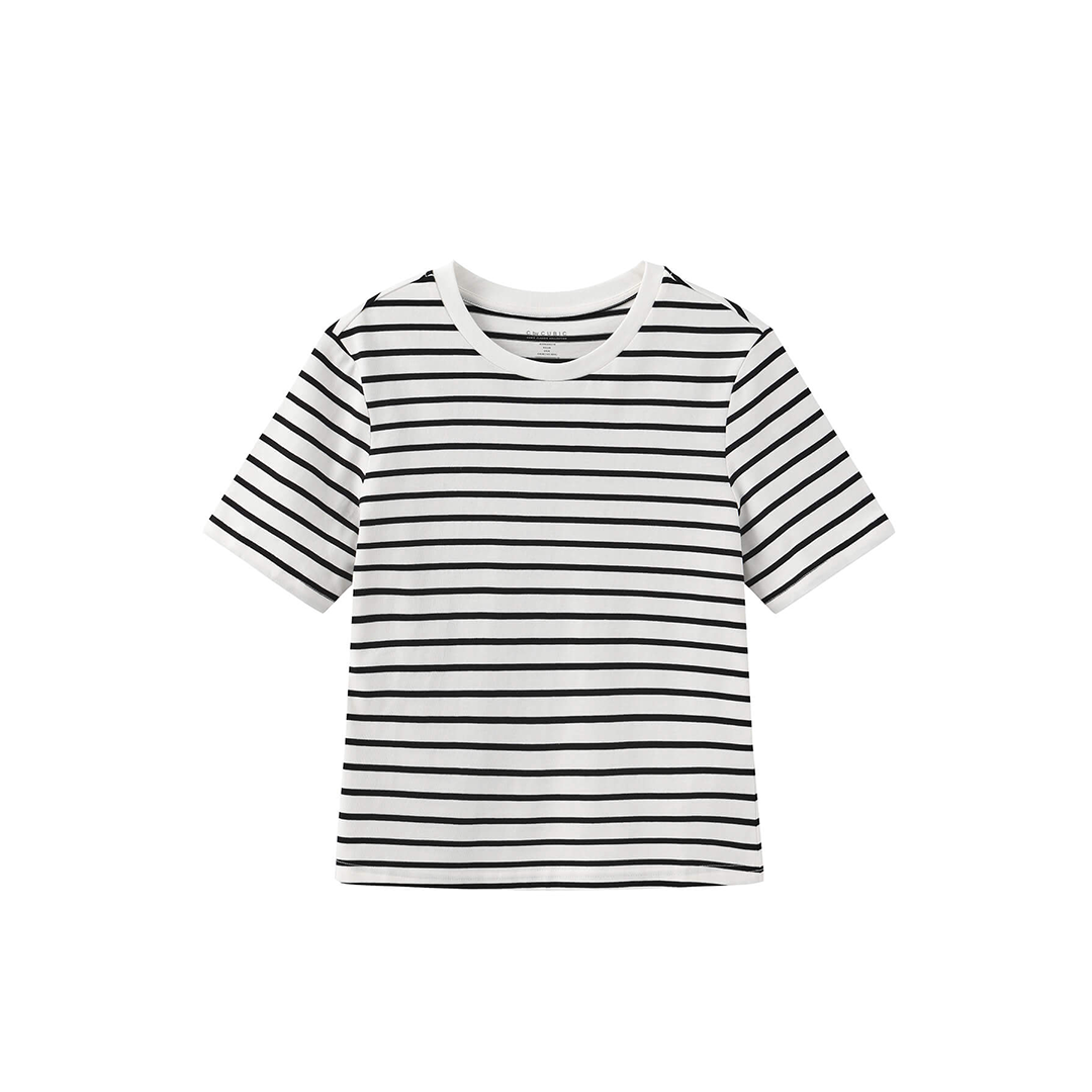 C by CUBIC Striped Basic Cotton T-Shirt