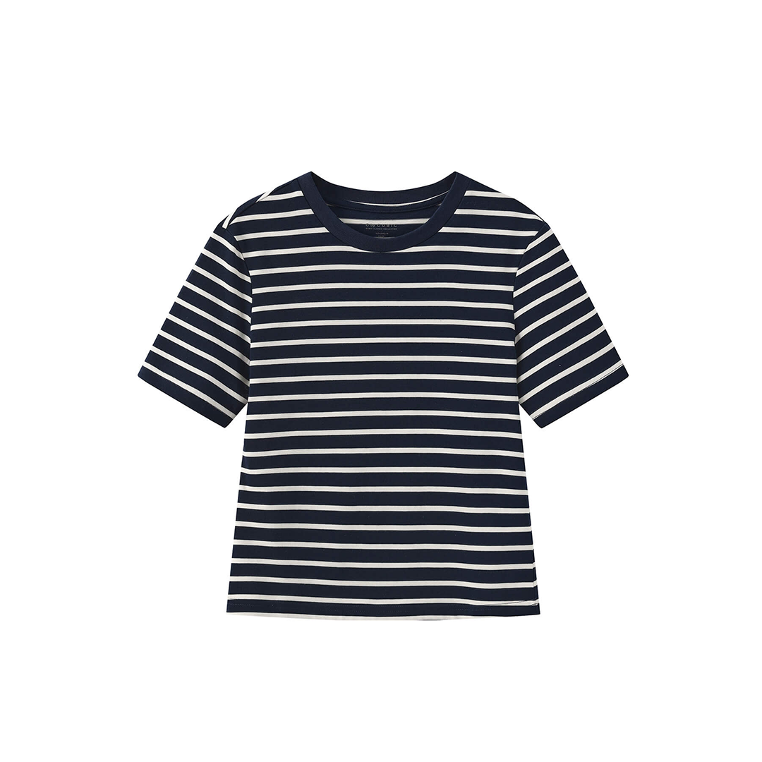 C by CUBIC Striped Basic Cotton T-Shirt