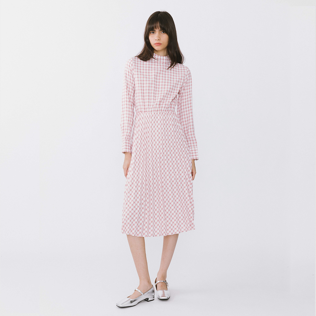 Tartan Neck Tie A-line Dress