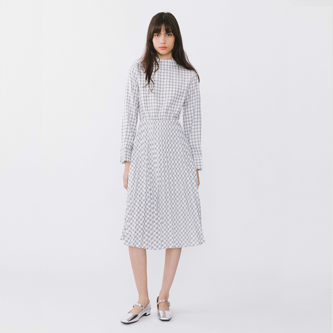 Tartan Neck Tie A-line Dress