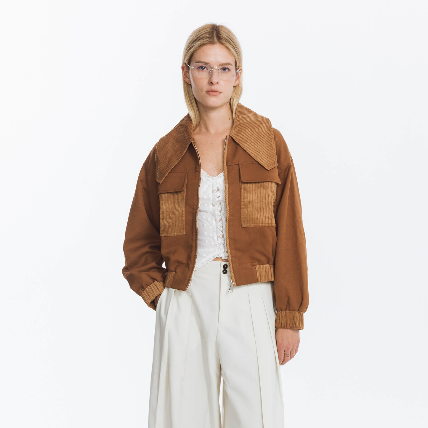 Wide Lapel Casual Jacket with Wool Blend