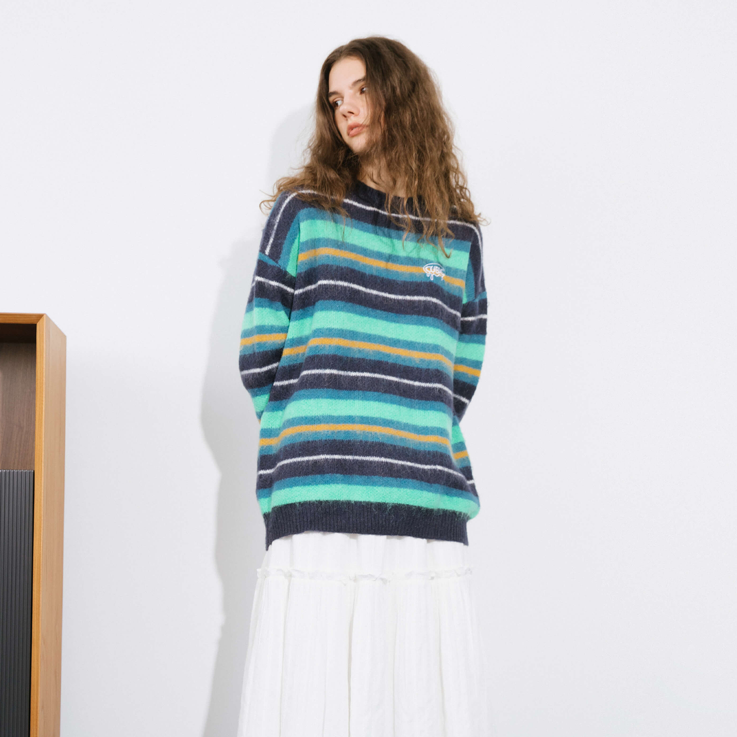 Fluffy Striped Oversized Knit Sweater