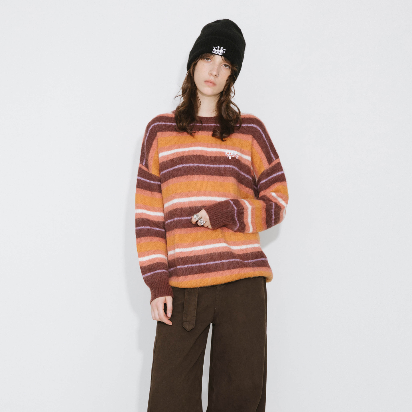 Fluffy Striped Oversized Knit Sweater