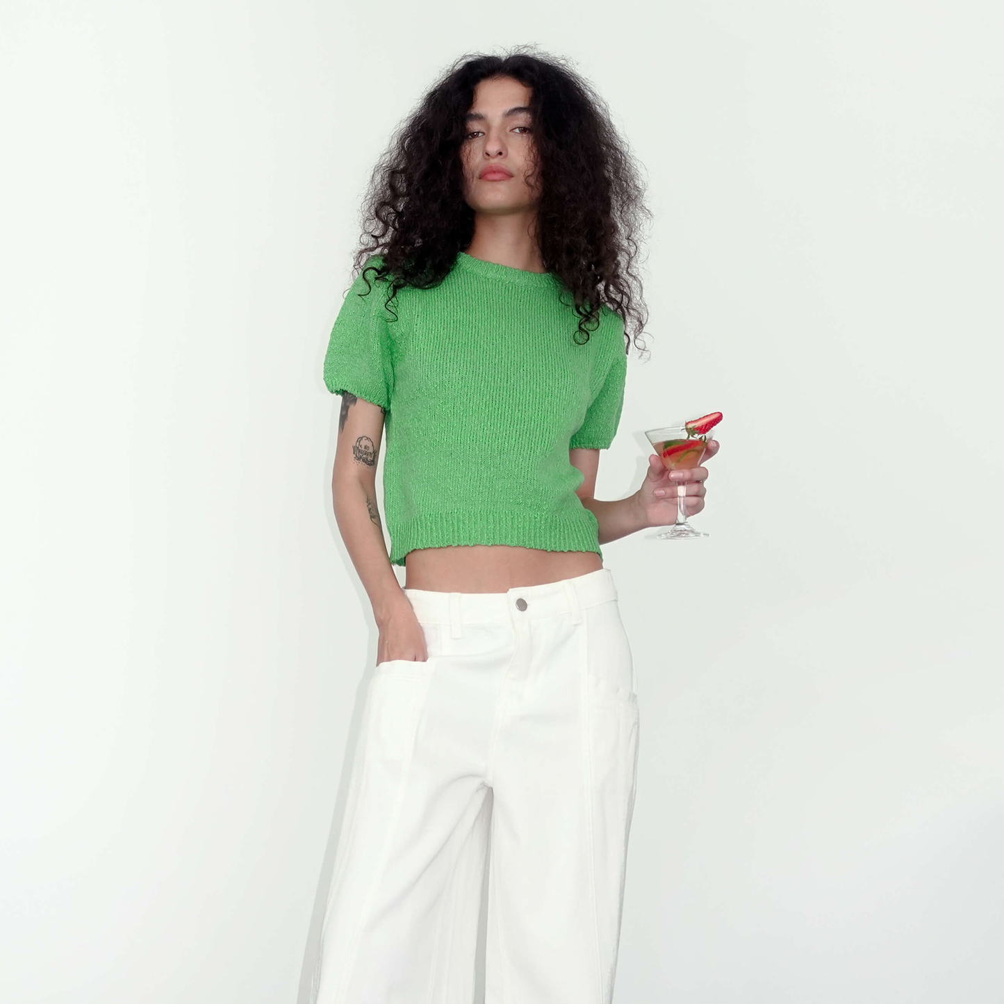 Round Neck Loose Knit T-Shirt