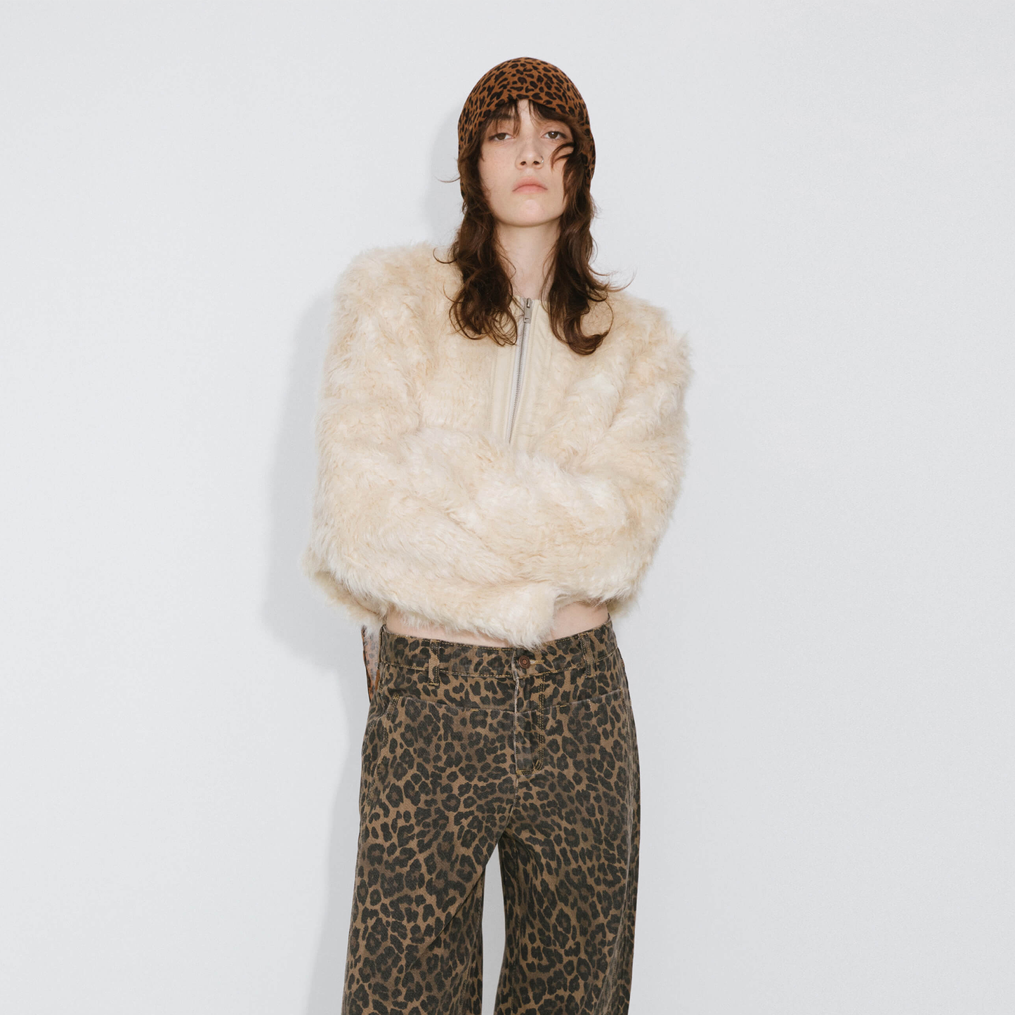 Zip Up Cropped Teddy Coat