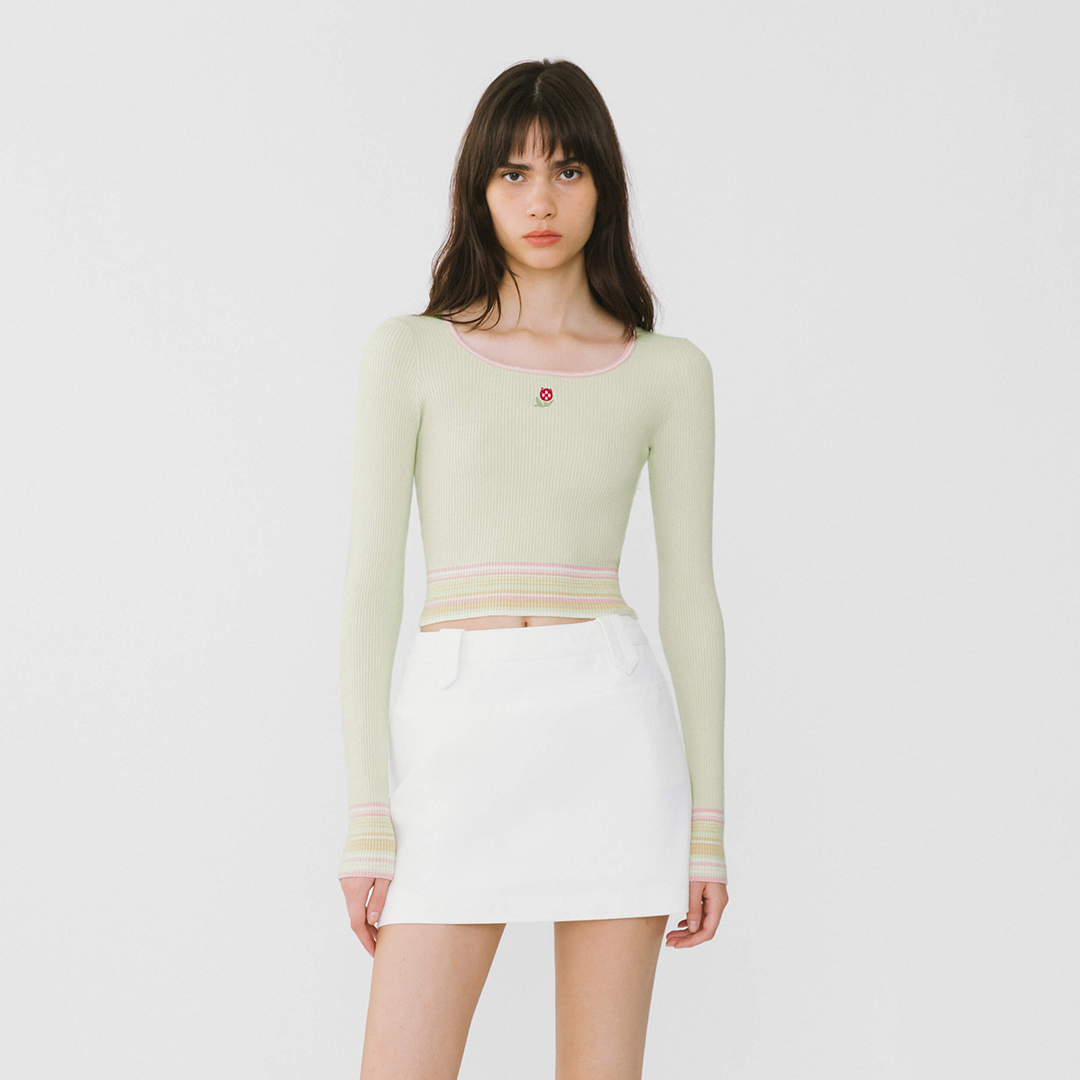 Boat Neck Long Sleeve Knit Top