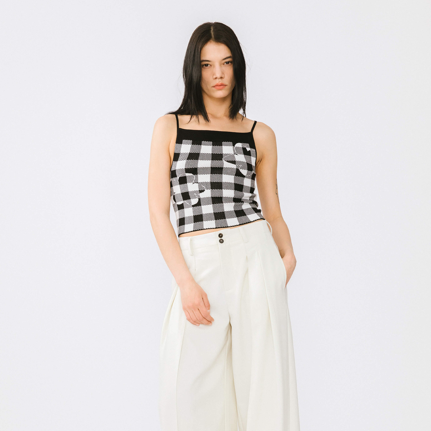 Checkered Knit Camisole top