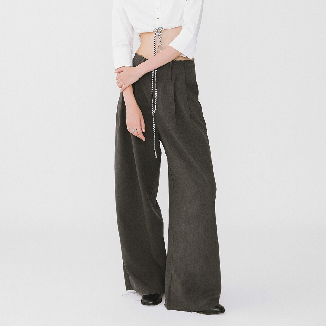 Asymmetric Waistband Tailored Trousers