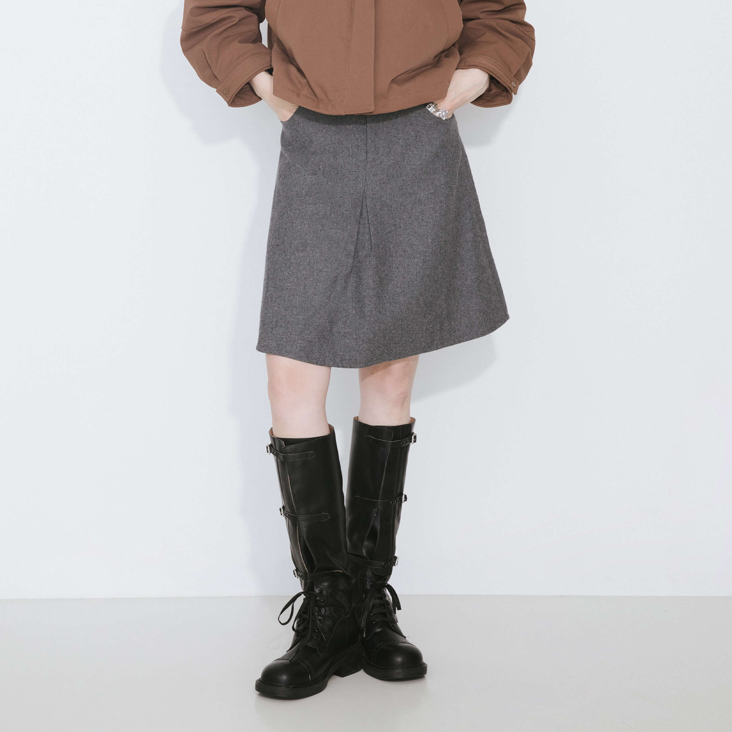 Wool Blend A-Line Skirt