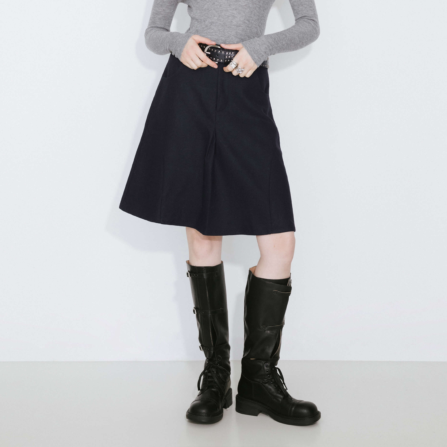 Wool Blend A-Line Skirt