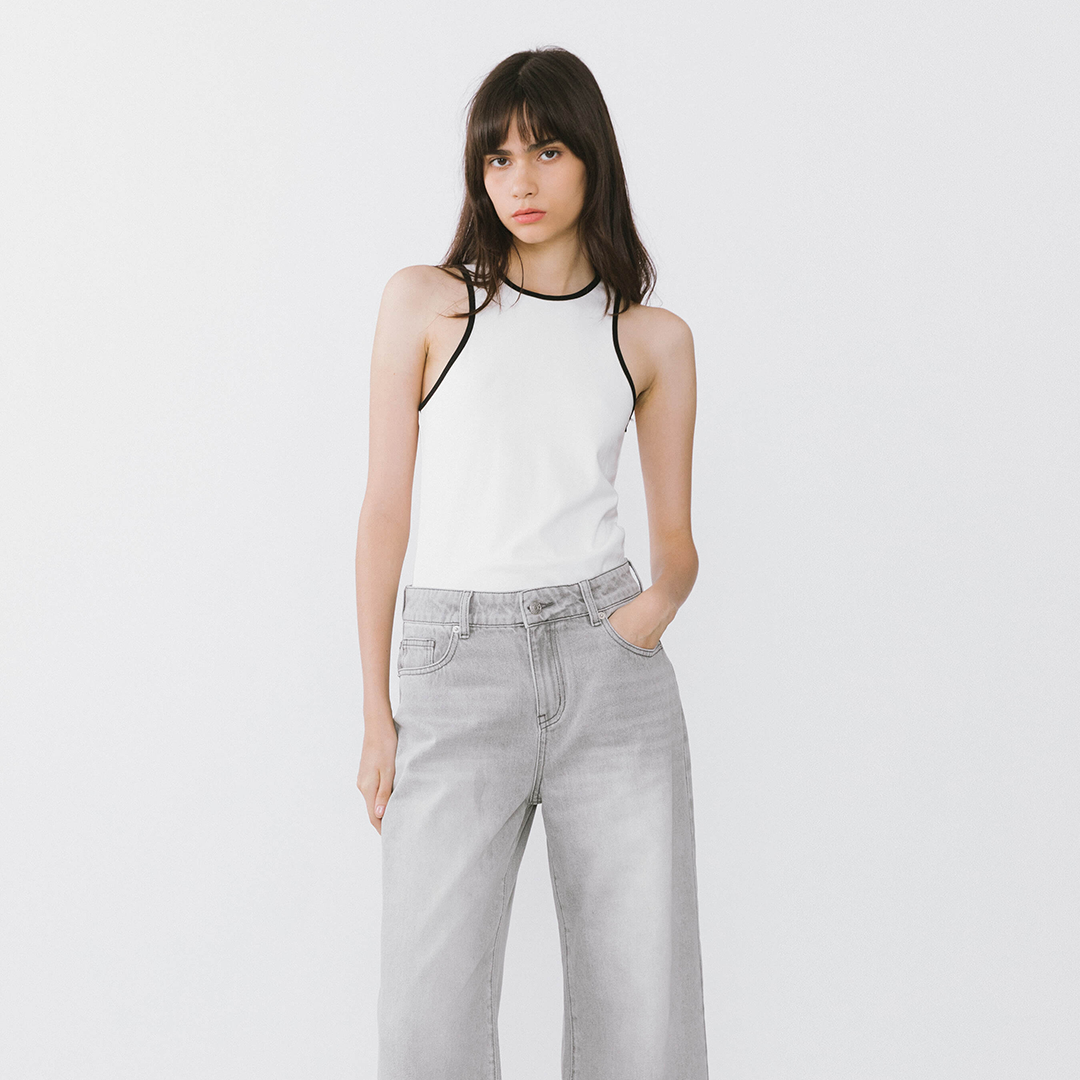 Contrast Cutaway Tank Top