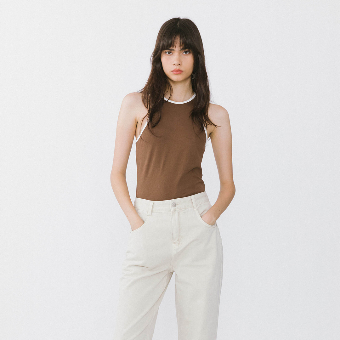 Contrast Cutaway Tank Top