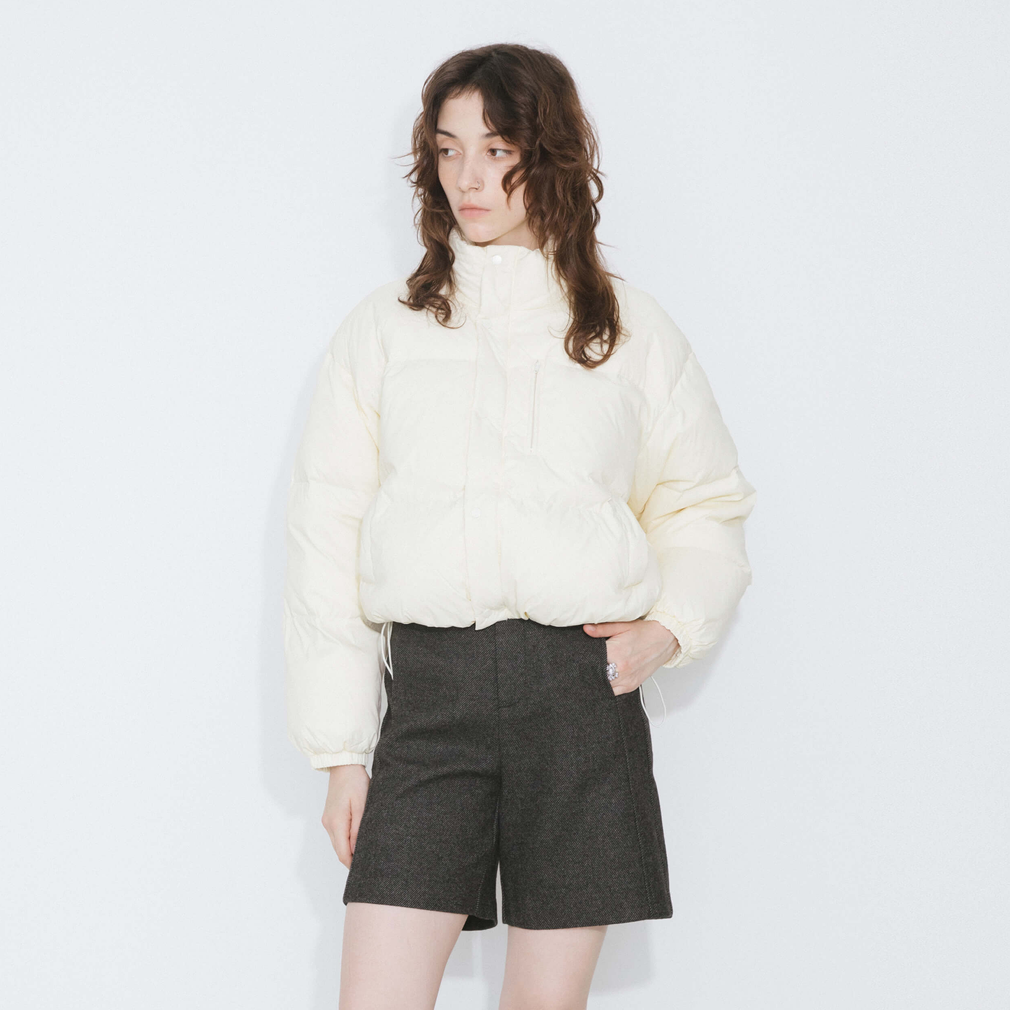 Cropped High Neck Down Coat