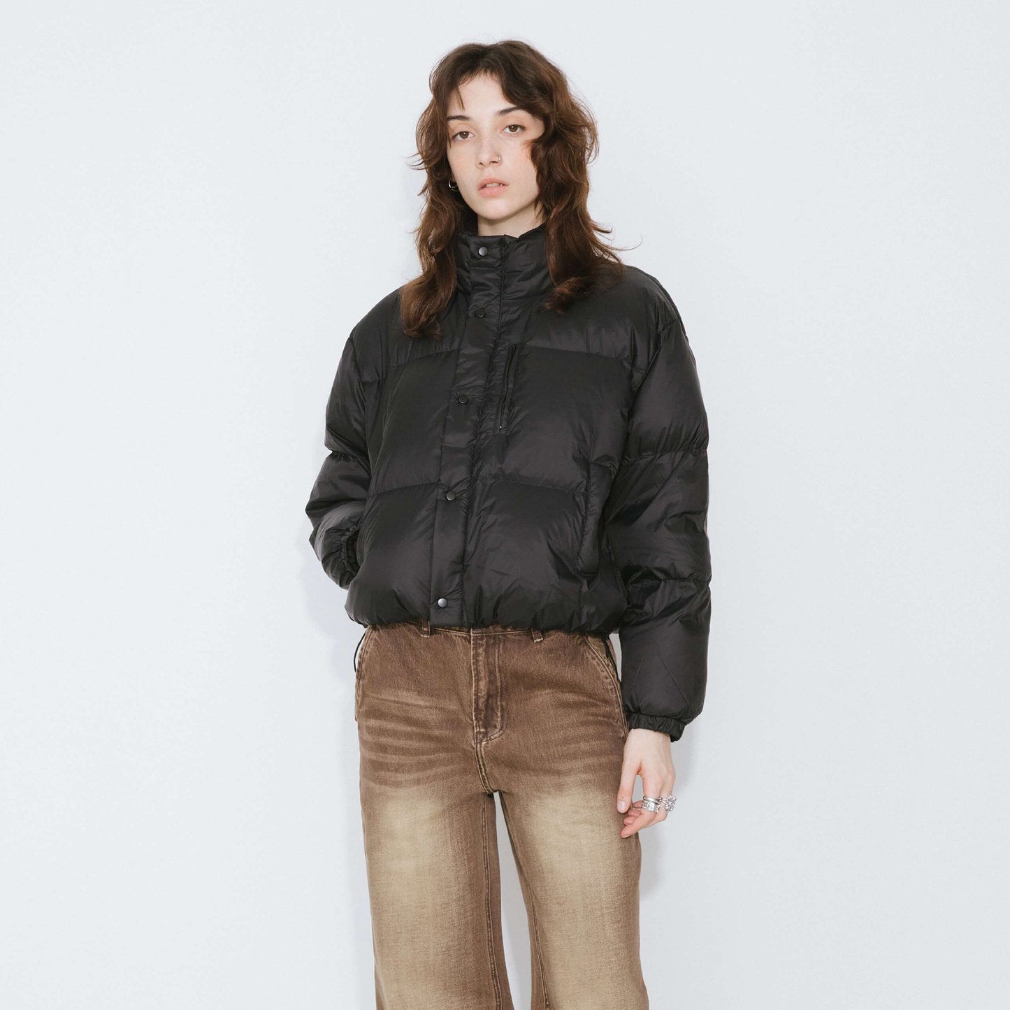 Cropped High Neck Down Coat