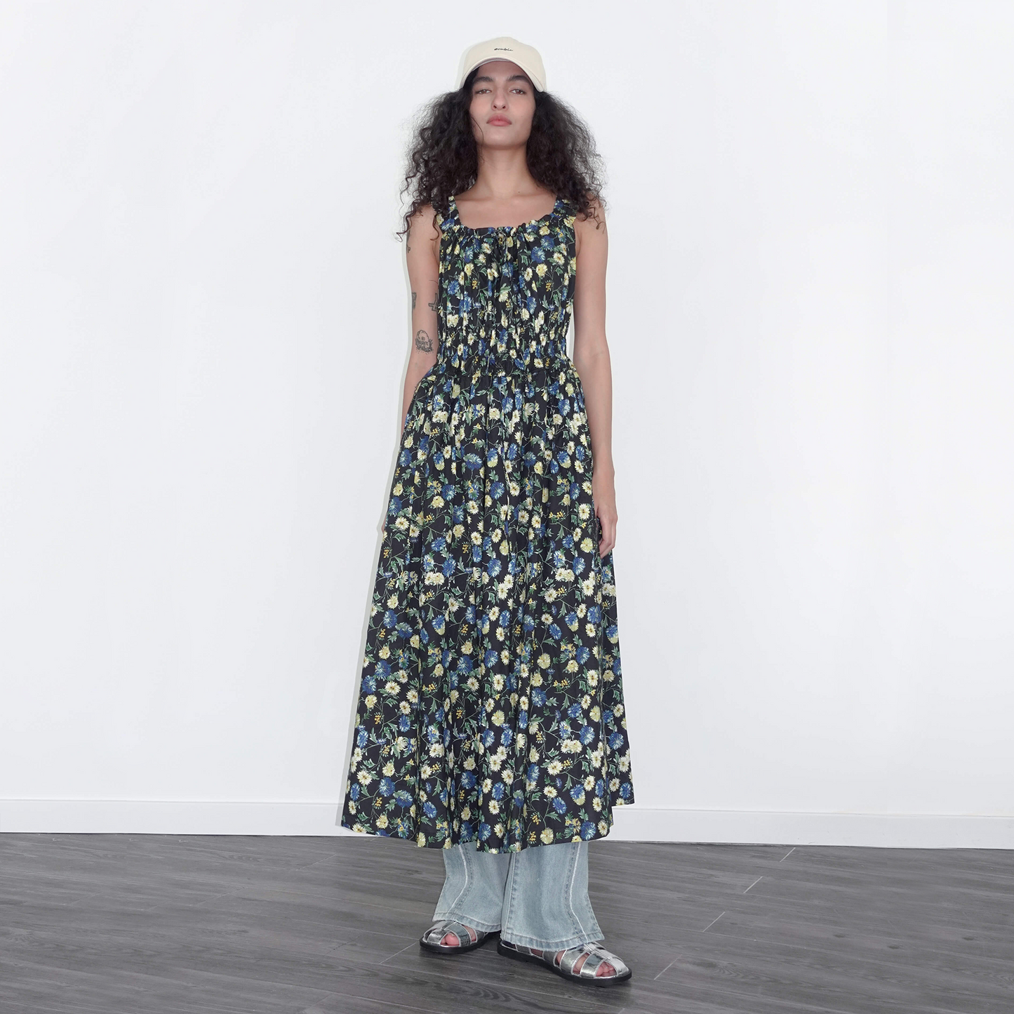 High Waist Floral Sling Dress