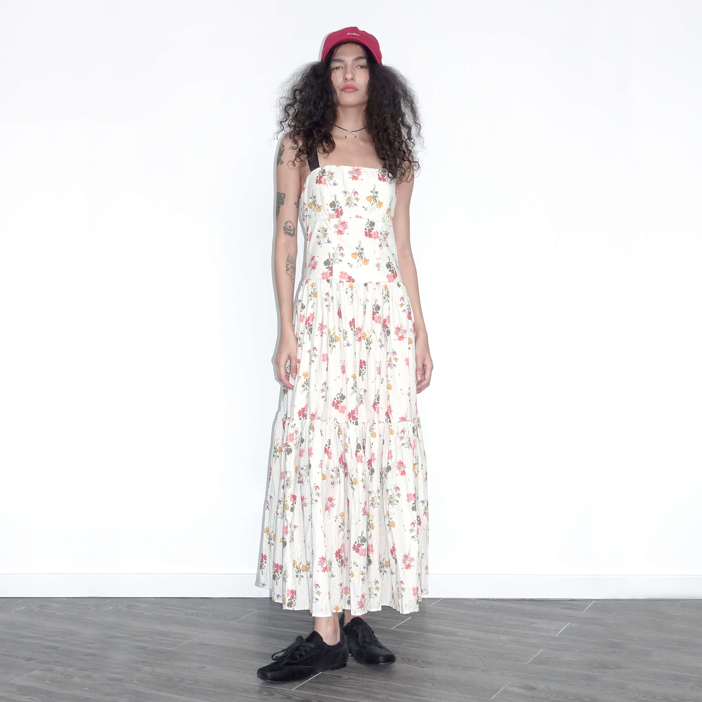 A-line Floral Print Sling Dress