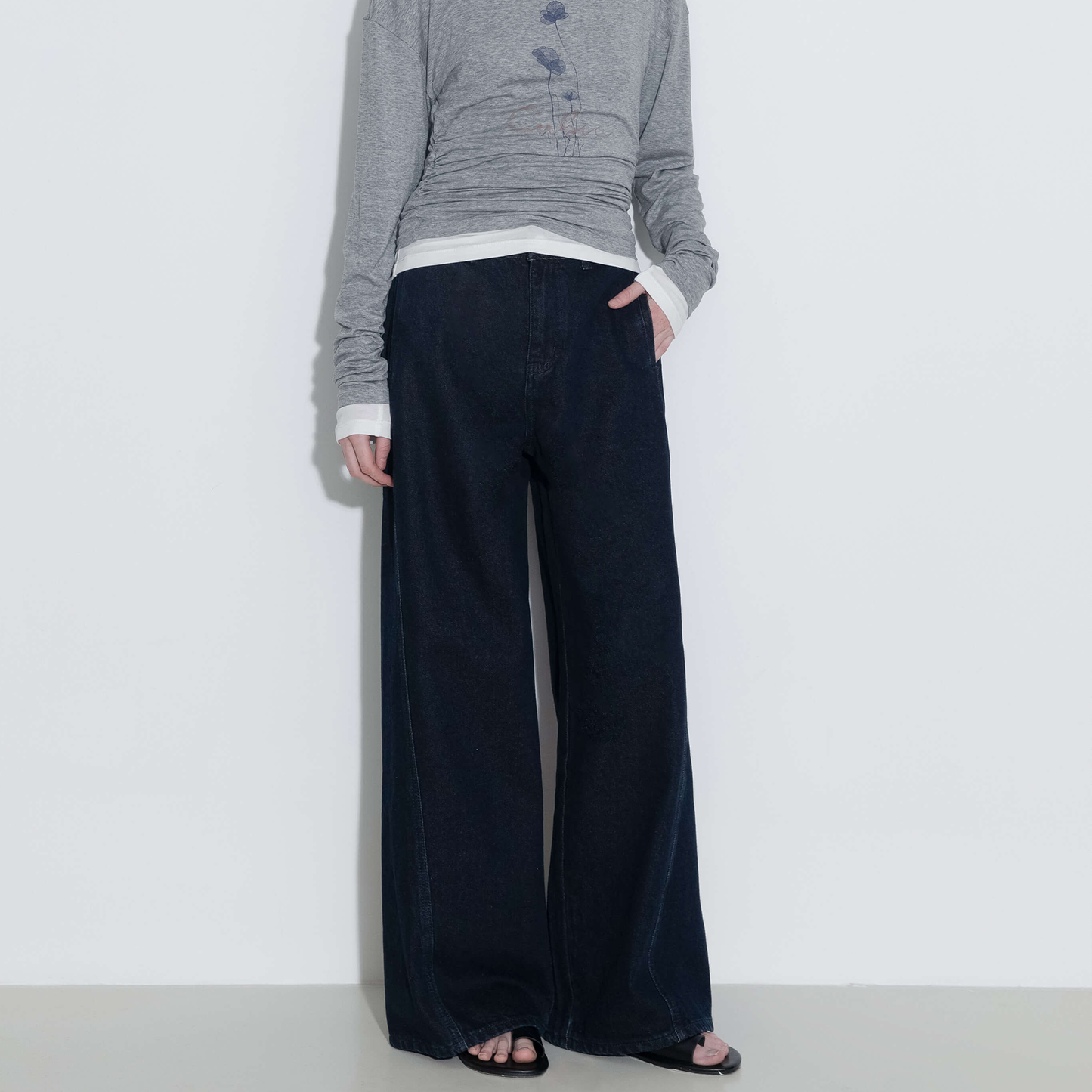 Straight Wide Leg Denim Jeans