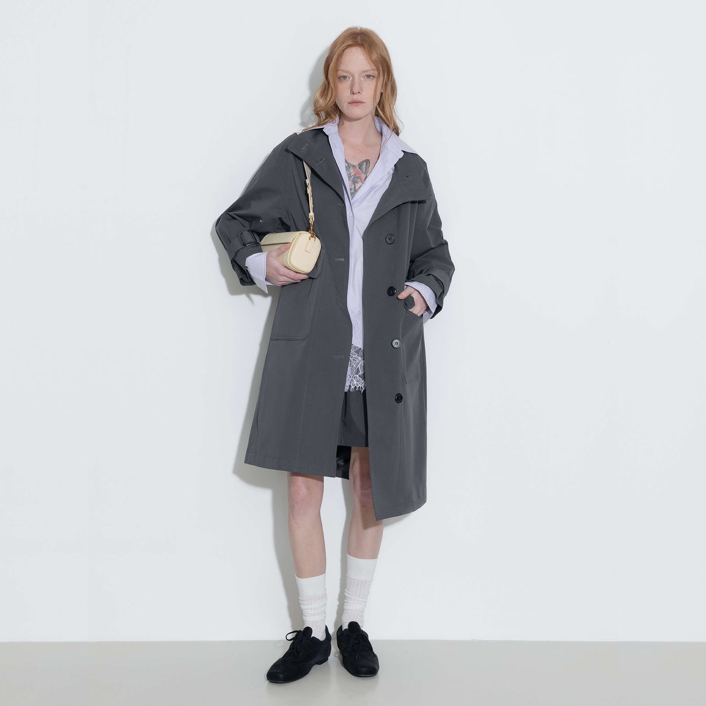 High Collar Long Trench Coat