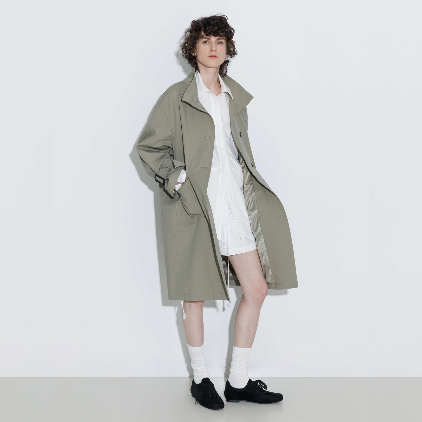 High Collar Long Trench Coat