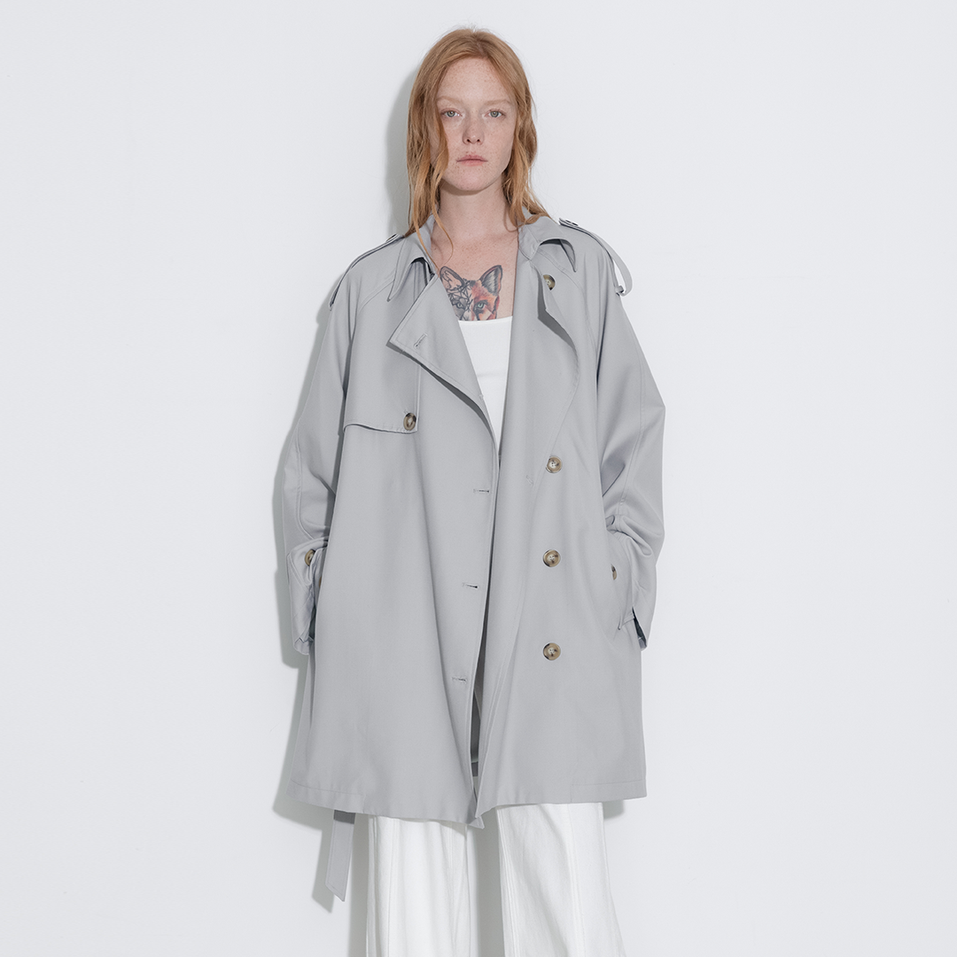 Oversized Mid-Length Trench Coat with Belt