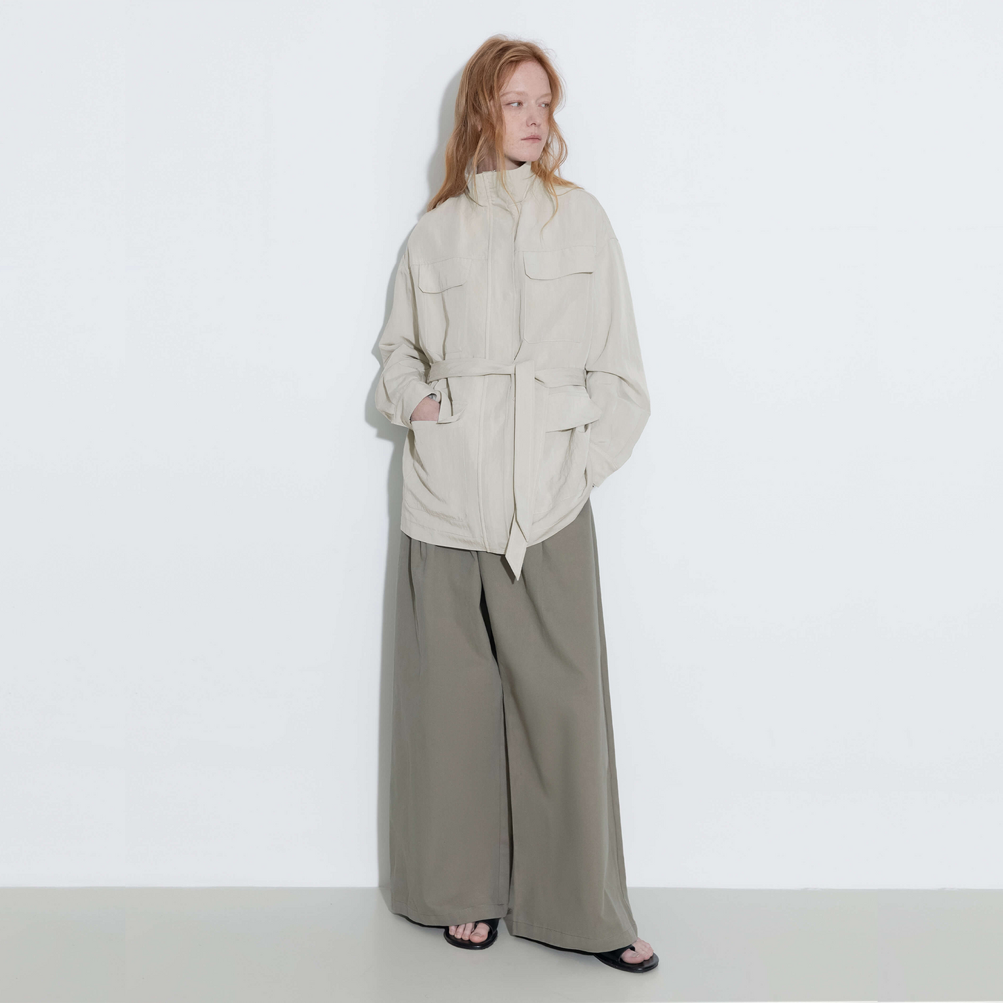 Oversized Funnel Neck Cropped Cargo Jacket
