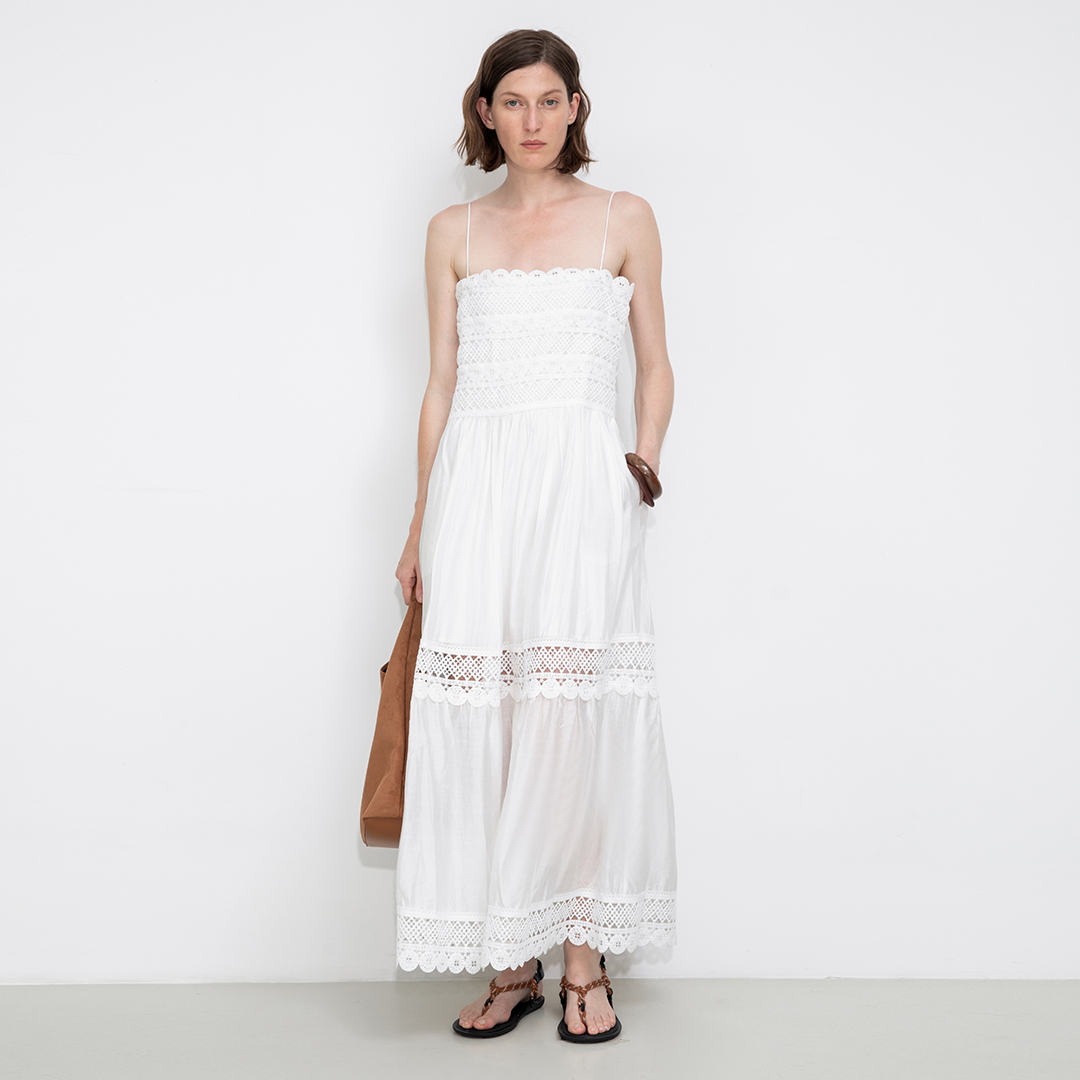 Crochet Lace Panelled Maxi Cami Dress