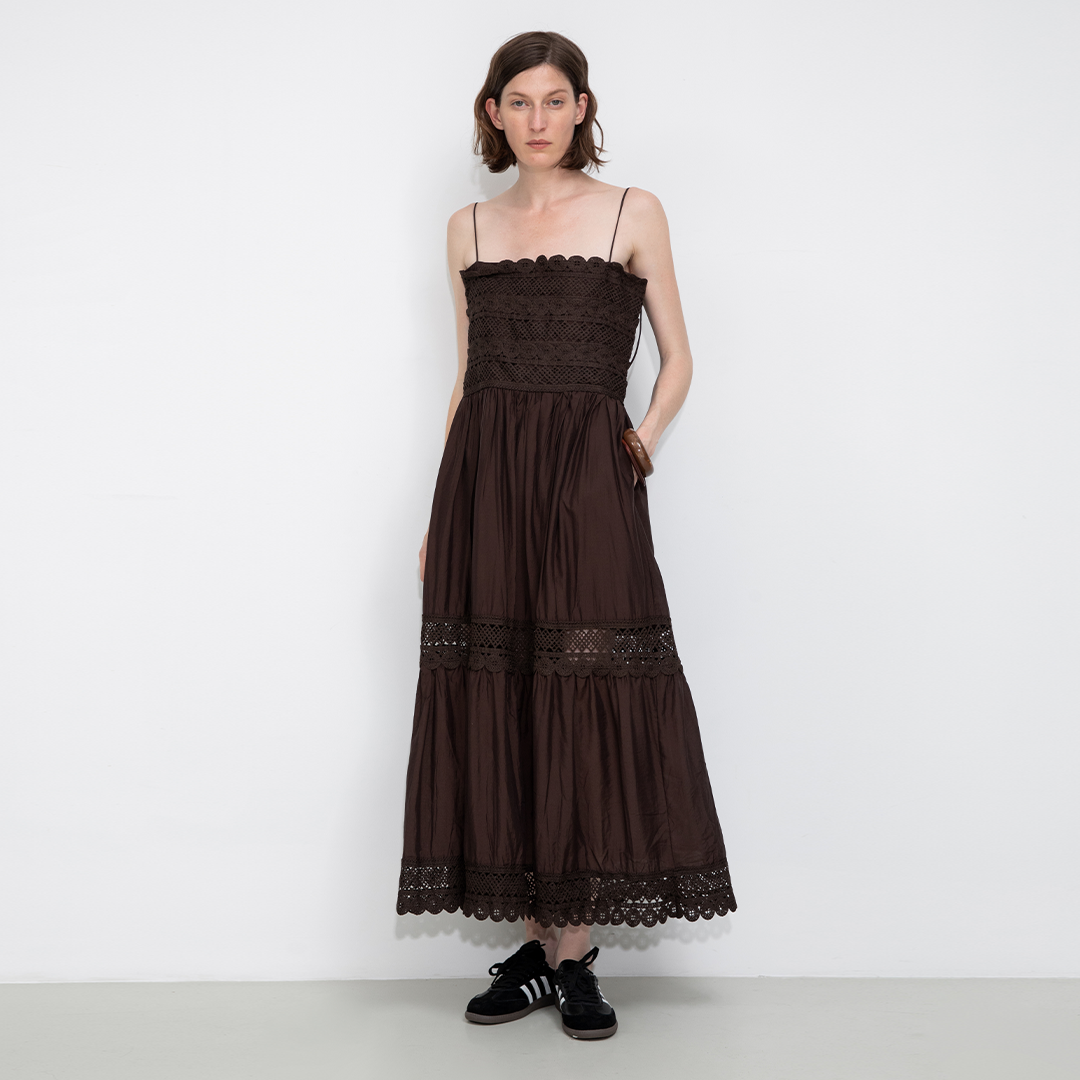 Crochet Lace Panelled Maxi Cami Dress