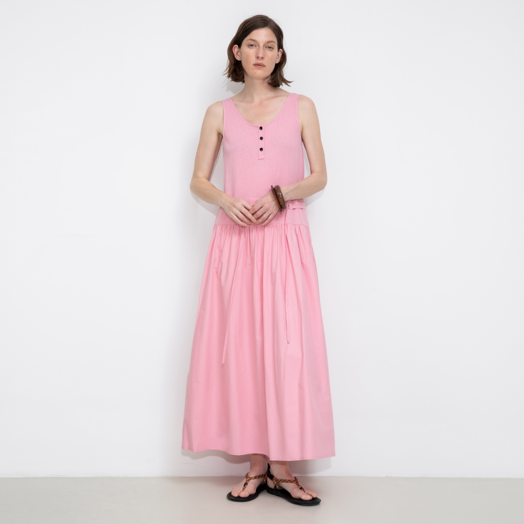 Panelled Henley Neck Vest Dress