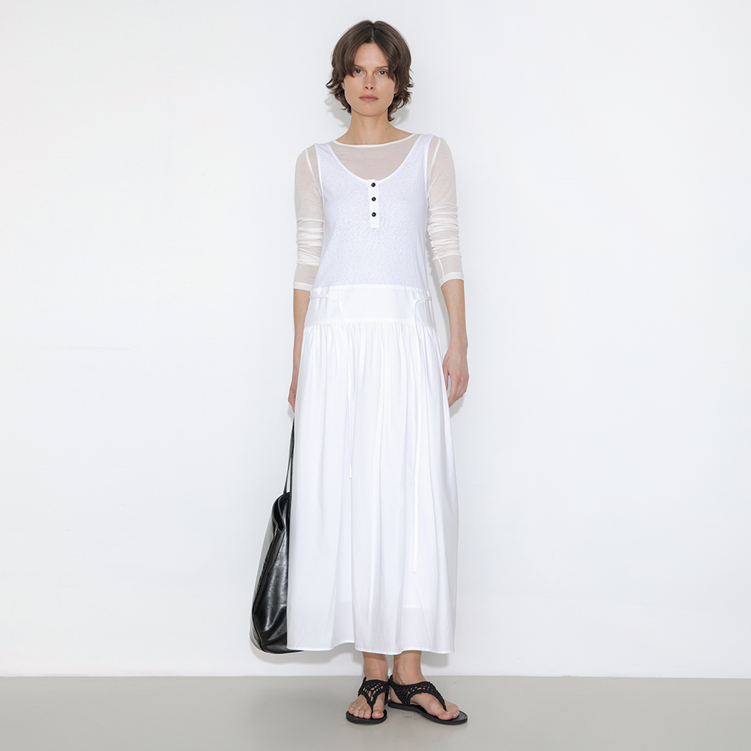 Panelled Henley Neck Vest Dress